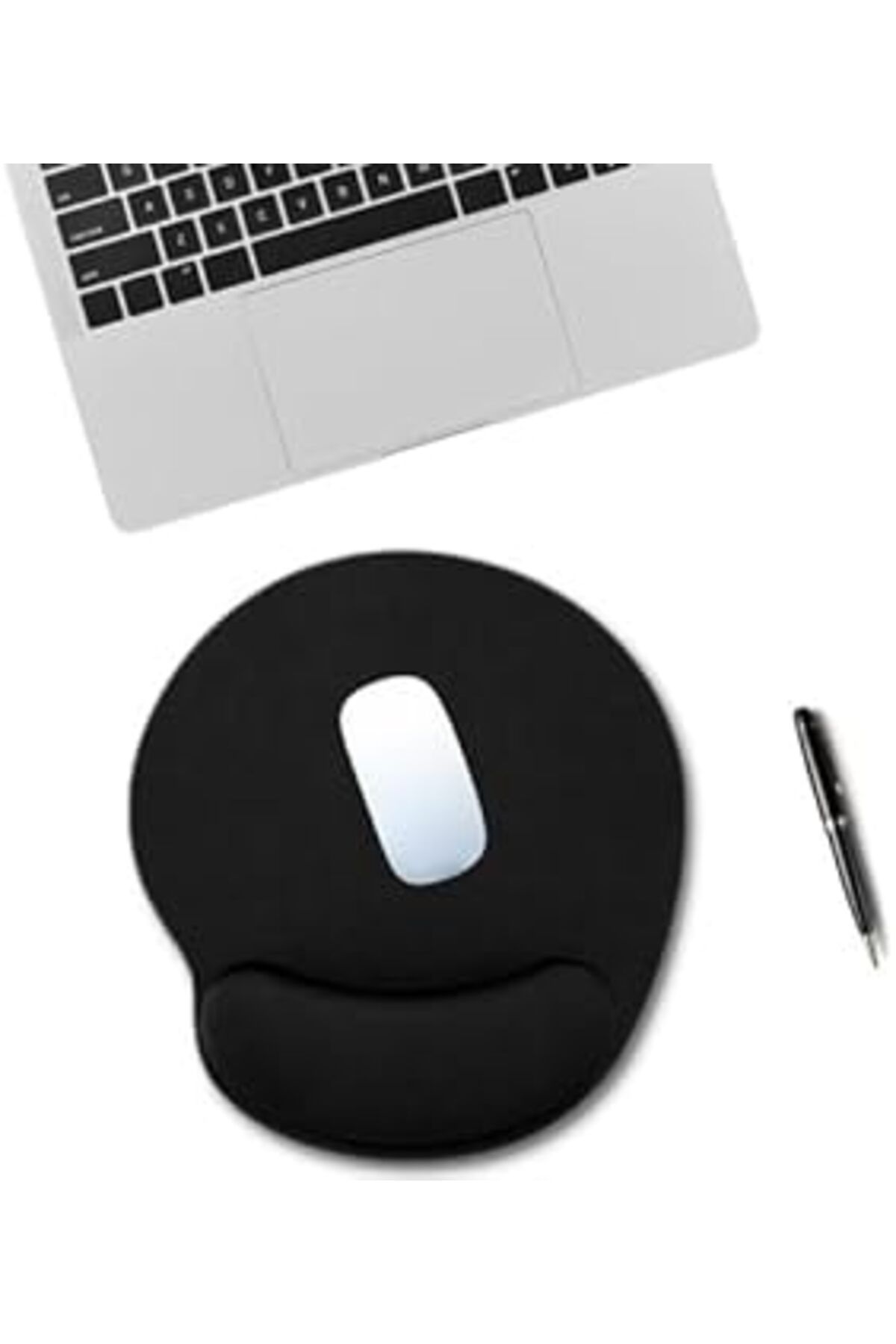 Mu Art Ahşap Black Deer Bilek Destekli Mouse Pad, Flexible Ergonomik Mouse Pad, Rahat Mouse Pad,Fare Padi,Fare A