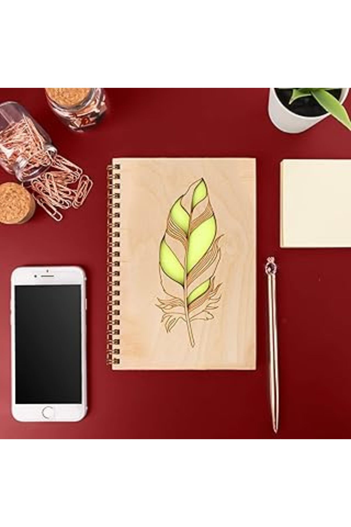 Mu Art Tüy Kalem Tasarımlı Ahşap Kapaklı Defter