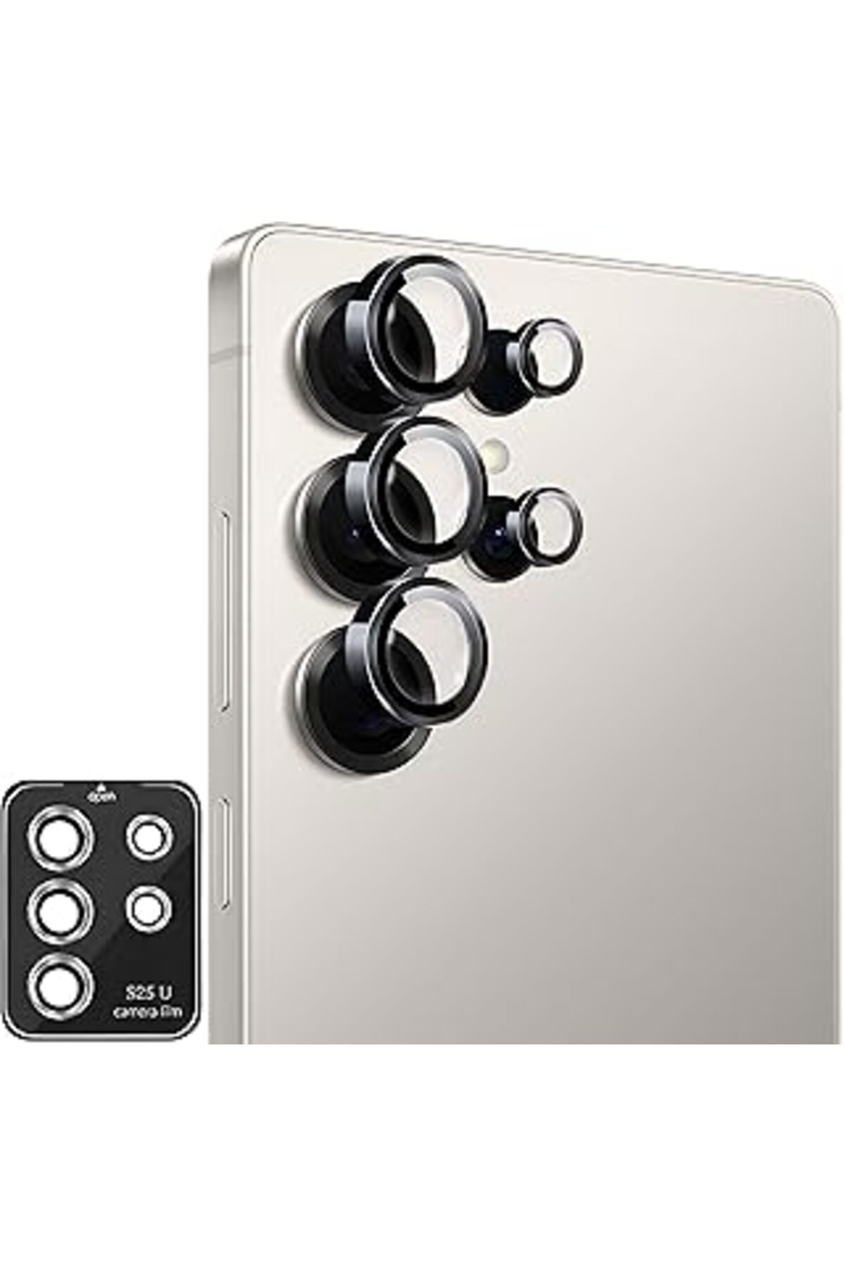 Pazarcan Rongep Samsung Galaxy S25 Ultra Için Otomatik Hizalama Aparatlı Kamera Lens Koruyucu 9H Sertliğinde