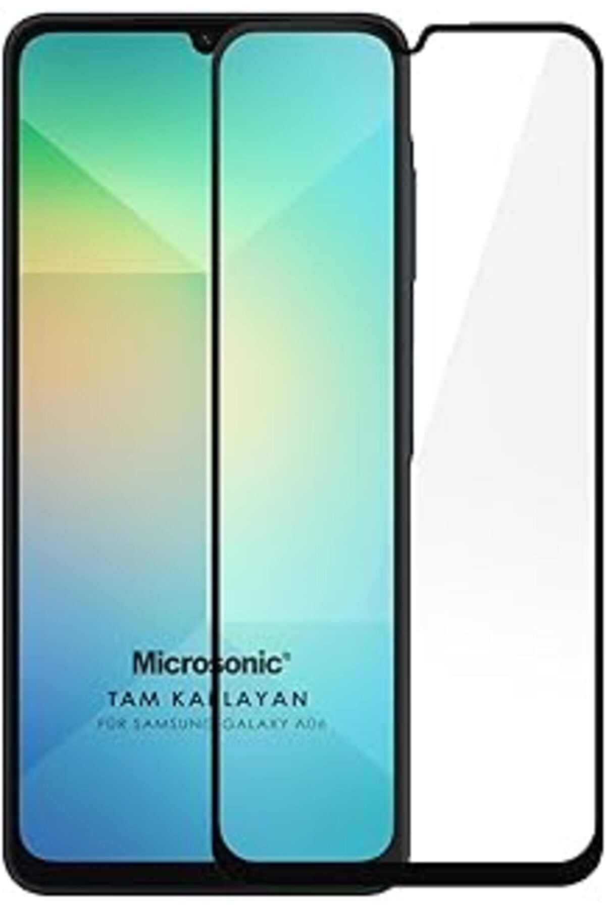 Pazarcan Microsonic Samsung Galaxy A06 Tam Kaplayan Temperli Cam Ekran Koruyucu Siyah