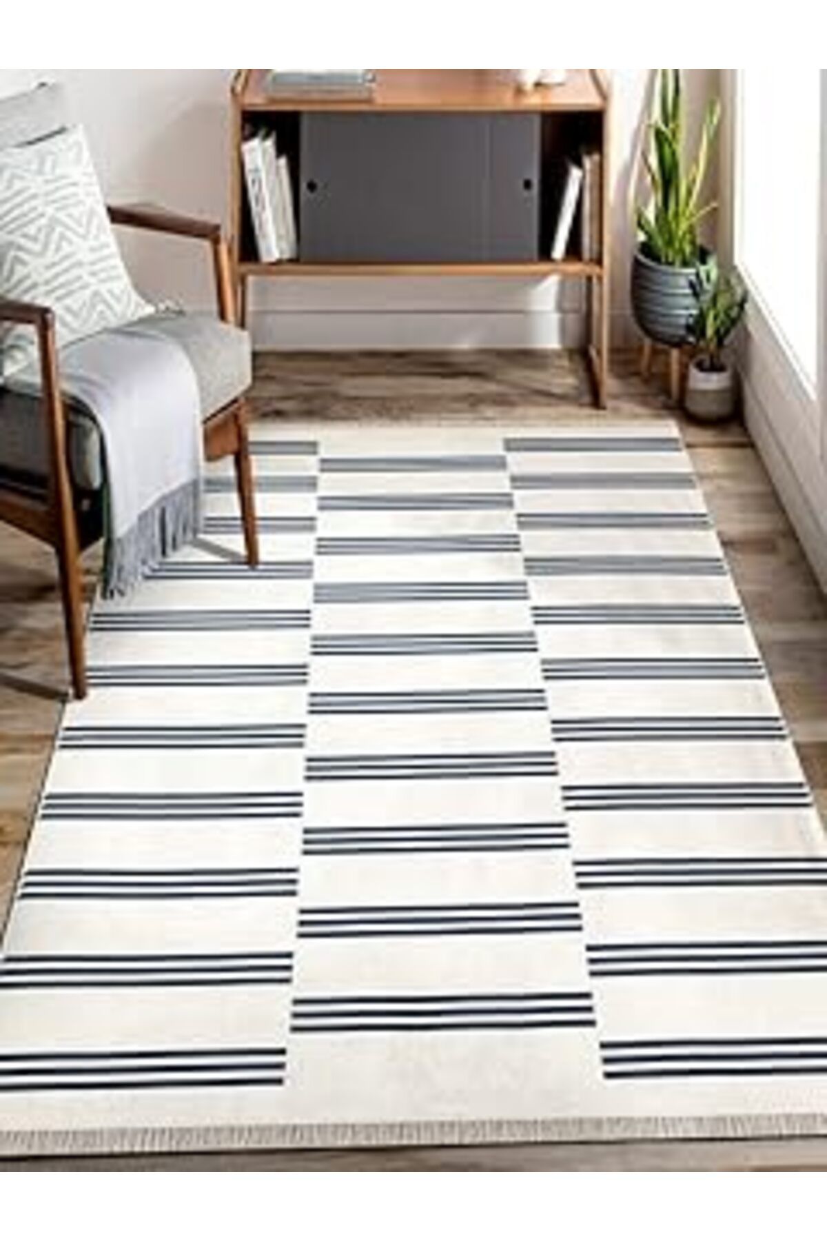 NZM TİCARET Mec Home Çift Taraflı Makinada Yıkanabilir Modern Desenli Dokuma Kilim Karessa (80X120)