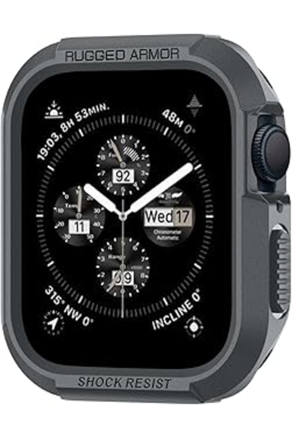 Mu Art Ahşap Watch 45Mm/44Mm (Seri 9/8/Se2/7/6/Se/5/4) Kılıf Rugged Armor Dark Gray - Acs07380
