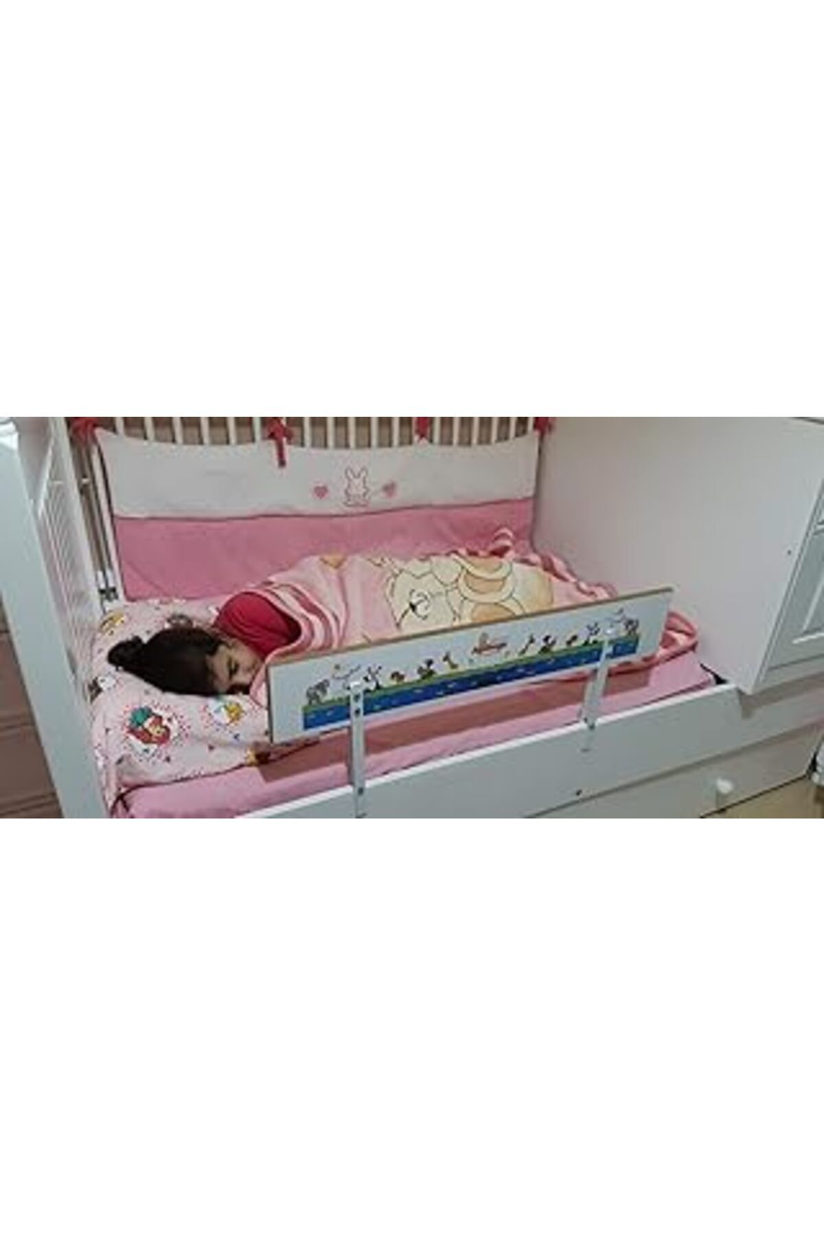 karadağsb Baby Agu-088-8-3-Dsn Hayvan Desenli Ahşap Yatak Bariyeri 80X30, Beyaz