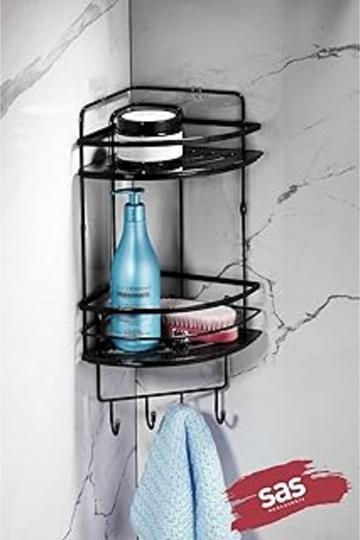 Mu Art Sas Haus Yapışkanlı Ömür Boyu Paslanmaz Kristal Ayarlanabilir Raf Banyo Düzenleyici Şampuanlık Lk-0