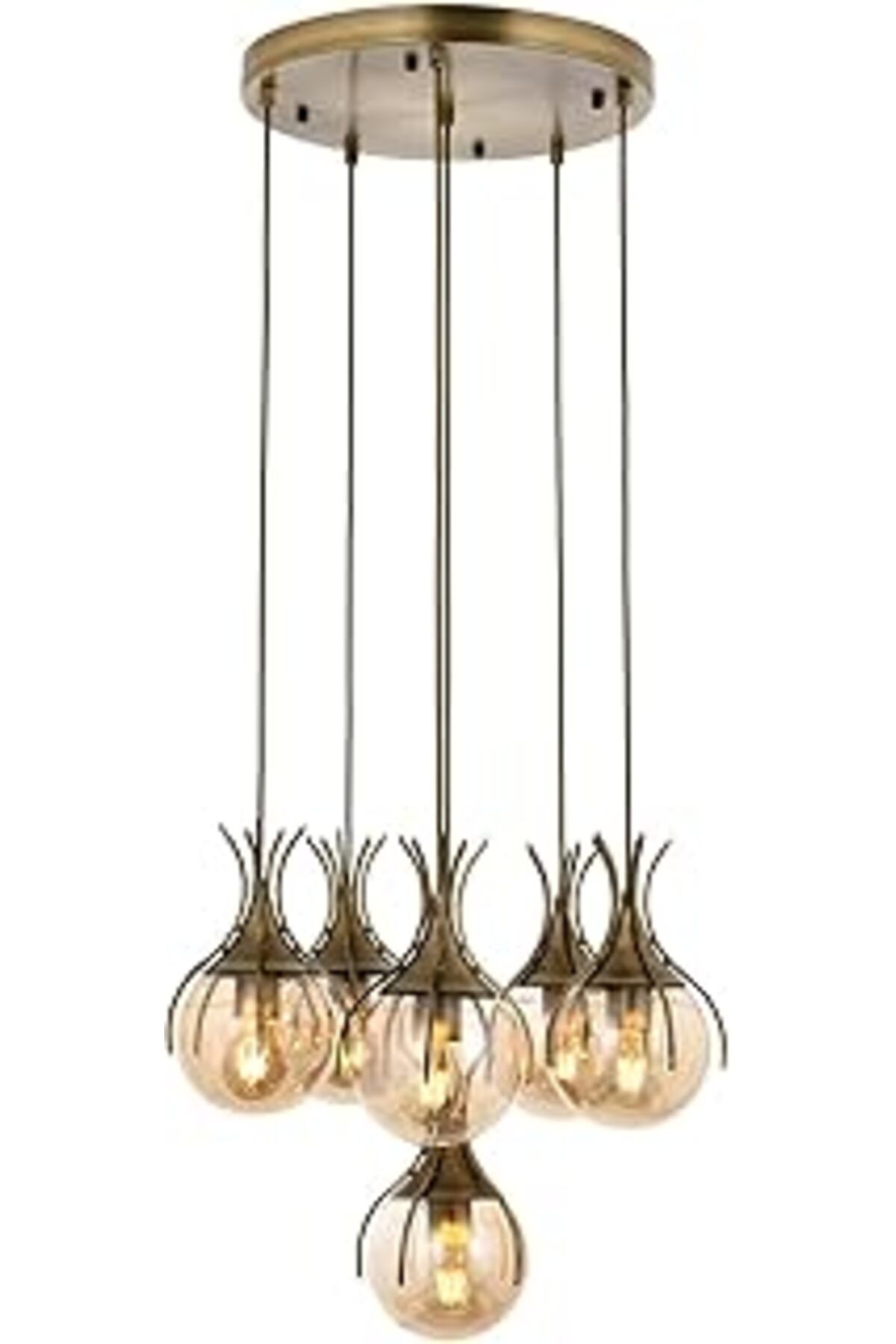 karadağsb Av-60161-6Et Eskitme Kaplama Modern Avize, E27, Metal, Cam, 50Cm