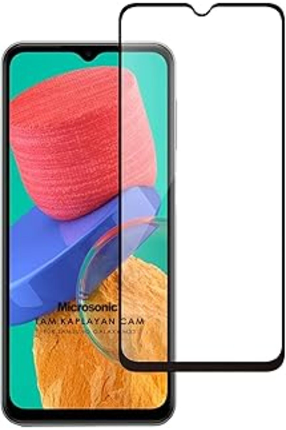 Pazarcan Microsonic Samsung Galaxy M33 Tam Kaplayan Temperli Cam Ekran Koruyucu Siyah