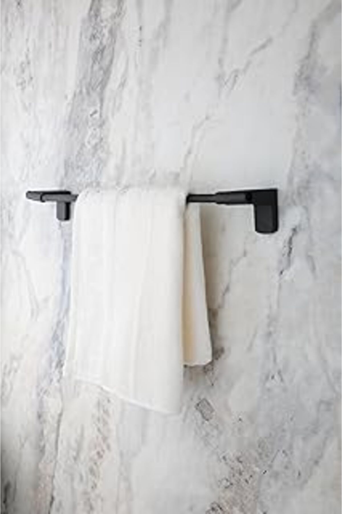 Mu Art Alper Banyo F1 Model Paslanmaz Siyah Uzun Havluluk, Havlu Askısı 40 Cm 5 Yıl Garanti