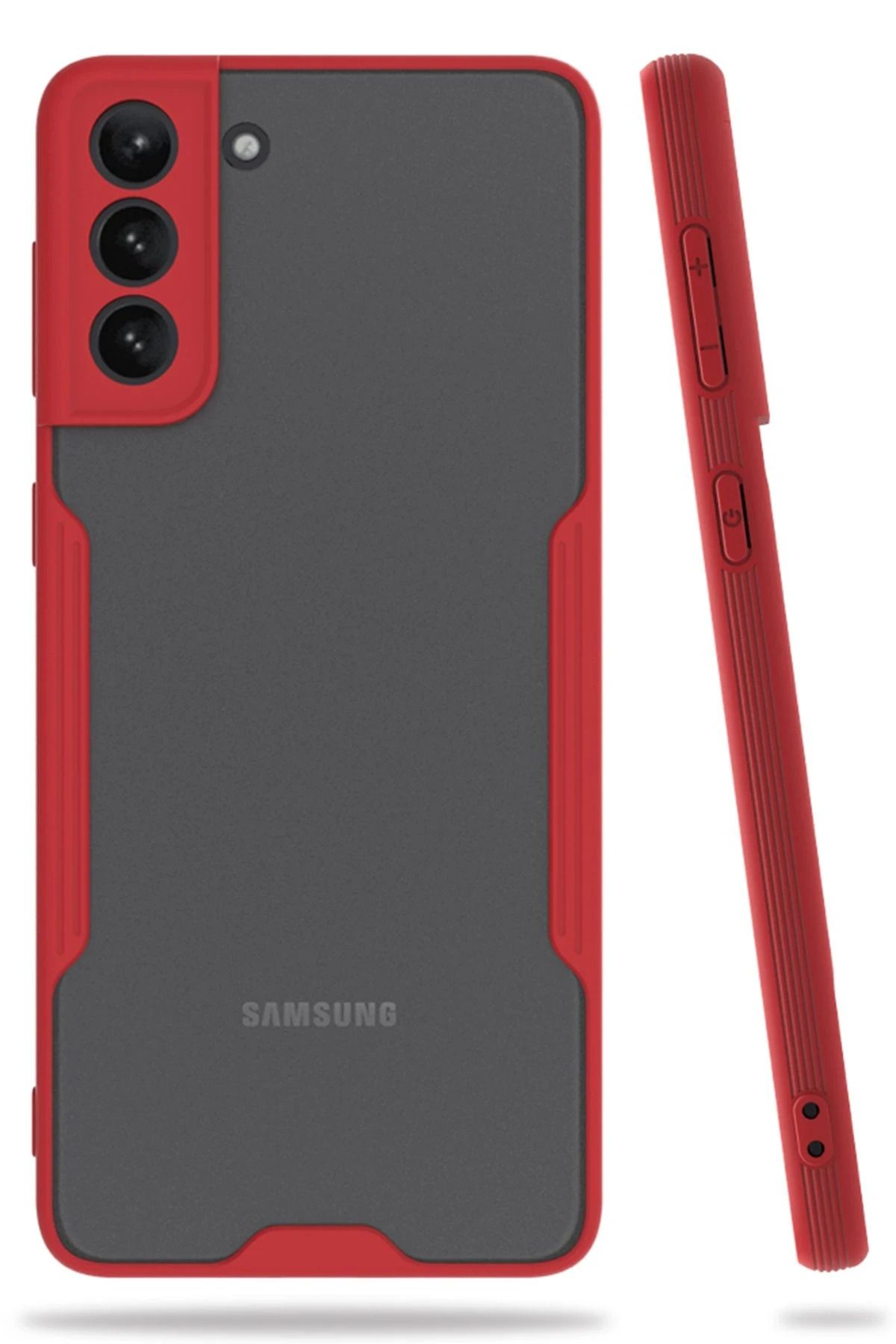 NewFace Samsung Galaxy S21 Plus Kılıf Platin Silikon - Kırmızı GLSTD