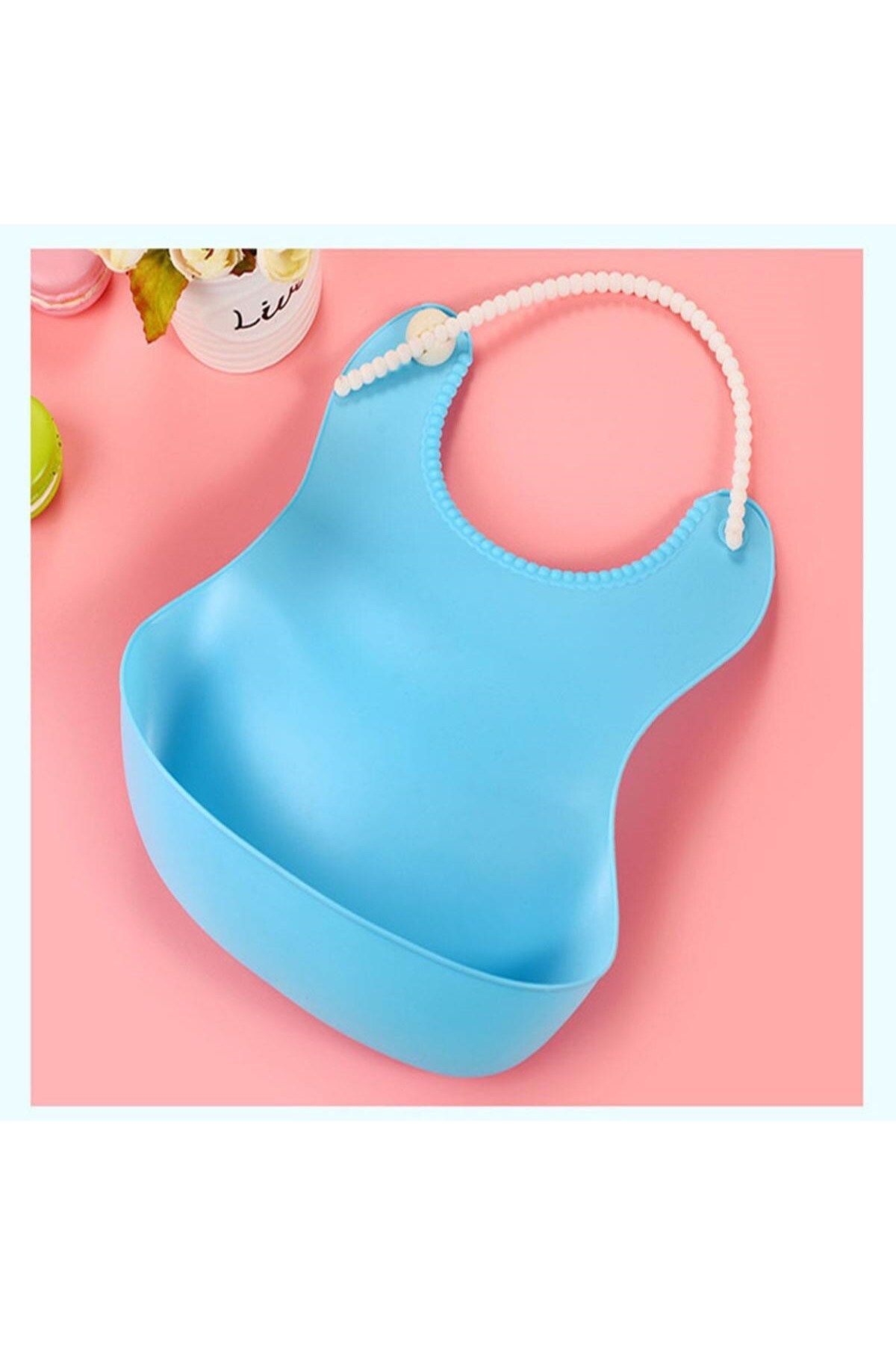 Shop58 Çocuk Bebek Mama Önlüğü Dökülme Engelleyici Bükülebilir Mavi (4172)