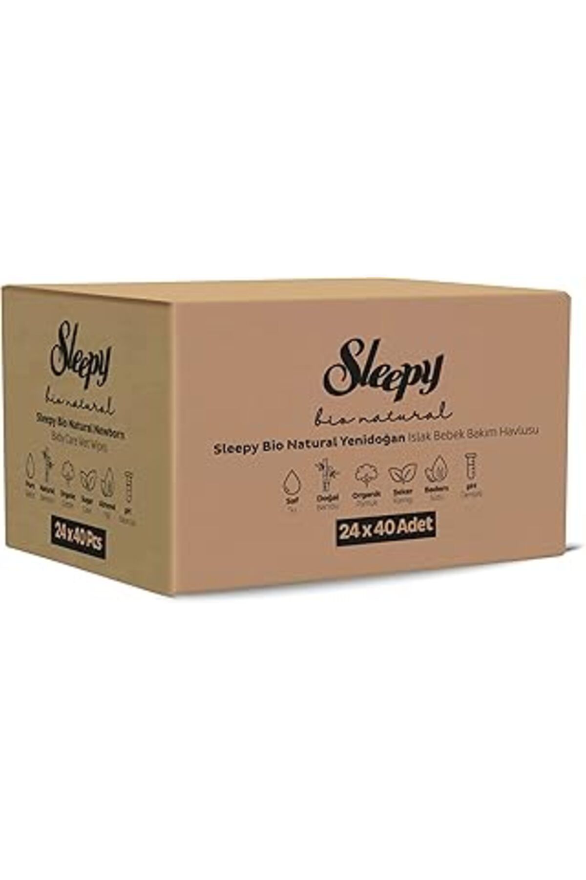 Mu Art Ahşap Sleepy Bio Natural Yenidoğan Islak Bebek Bakım Havlusu 24x40 Adet