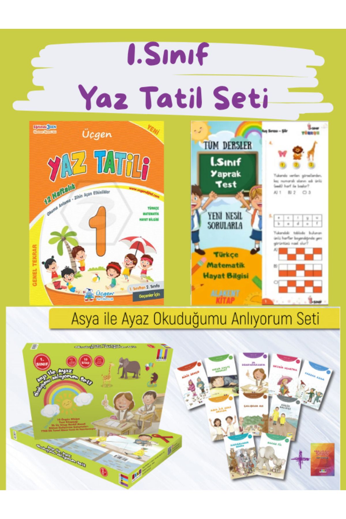 Üçgen Yayıncılık 1. Sınıf Yaz Tatil Seti - 12 Kitap 2025 Özel