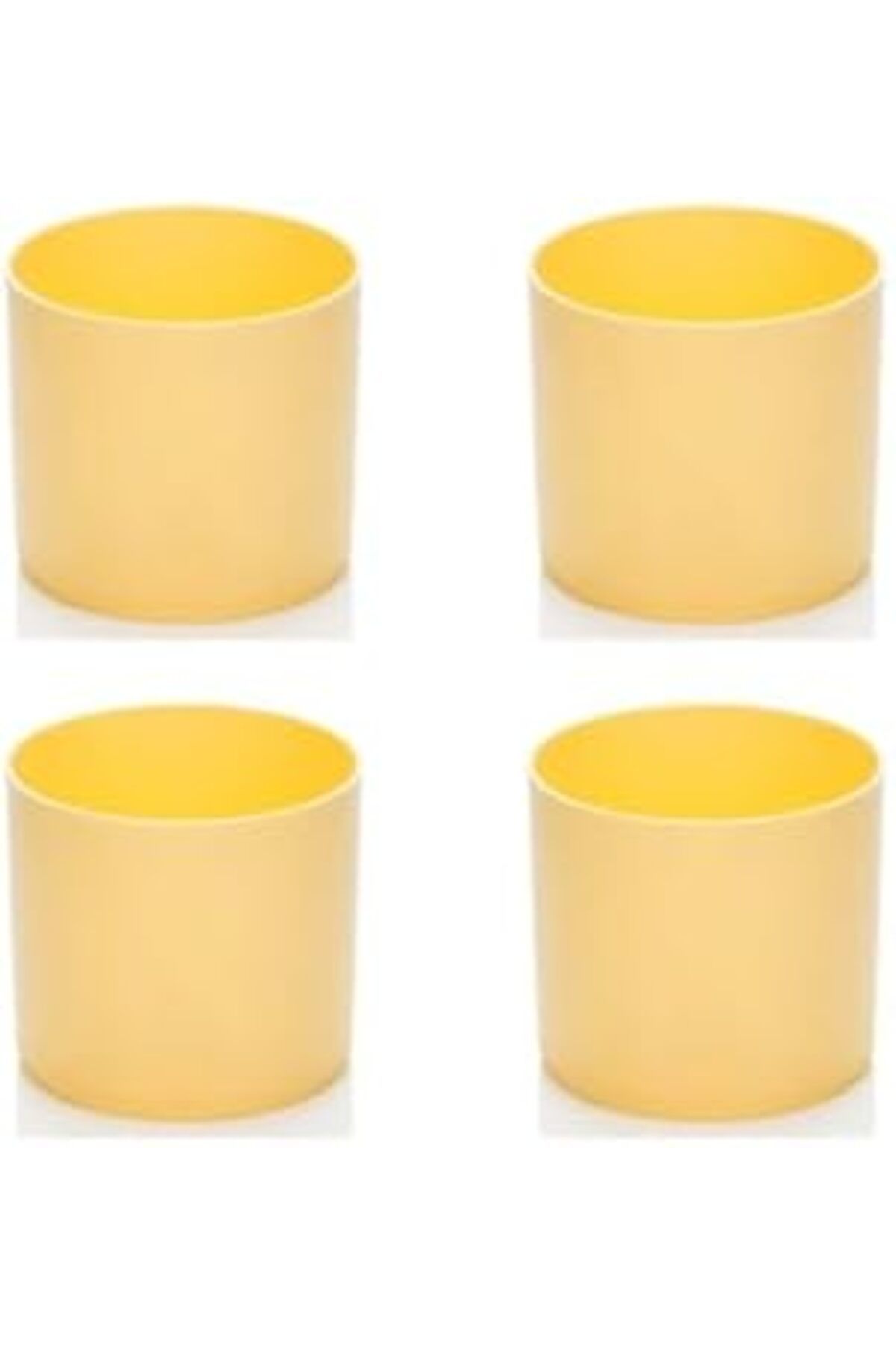 Mu Art Ahşap Dekoratif Trend Saksı, Plastik, (Bebek Sarı) 4 Adet