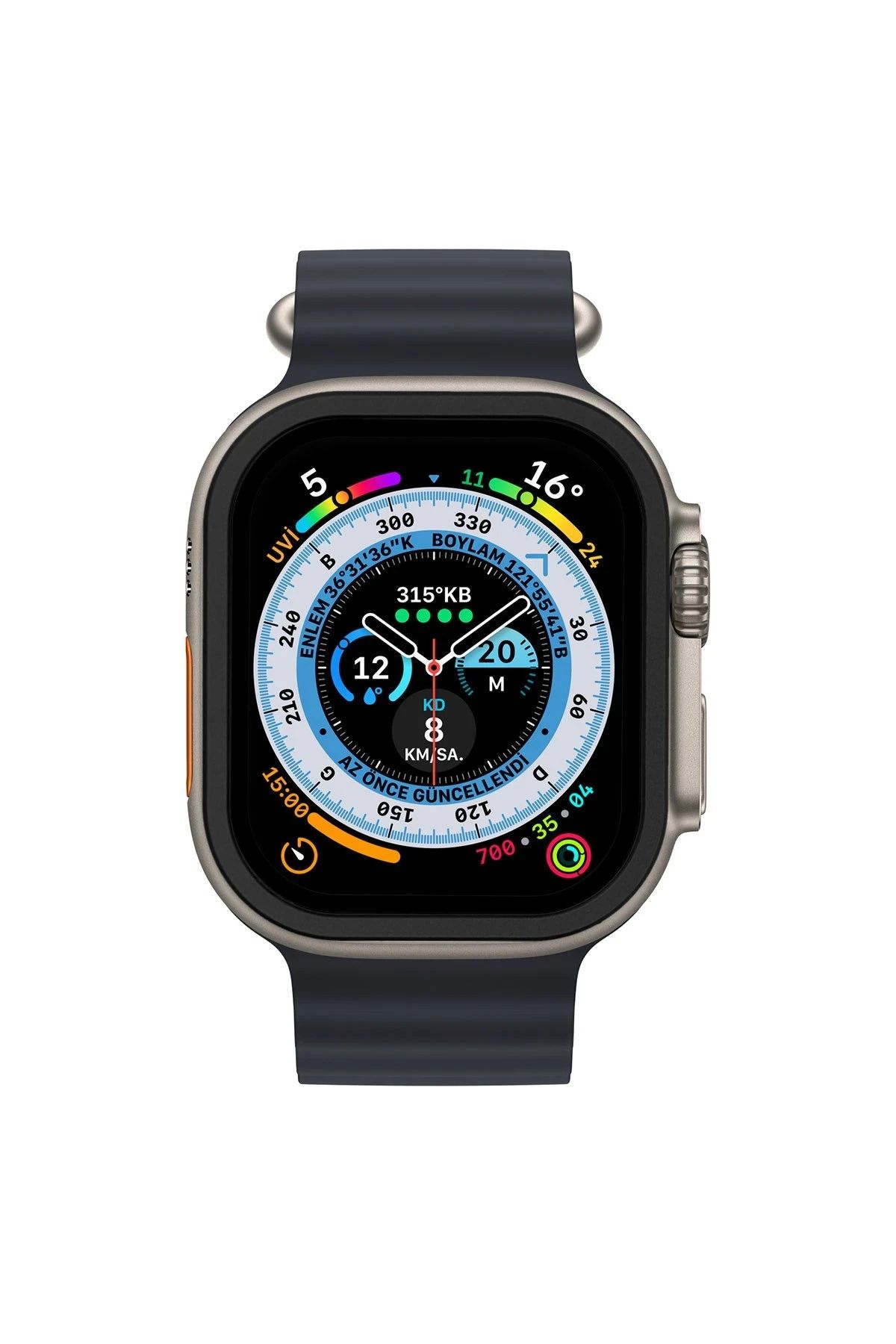 NewFace Apple Watch Ultra 49mm Alüminyum Kasa Cam Ekran Koruyucu - Siyah SVLRS