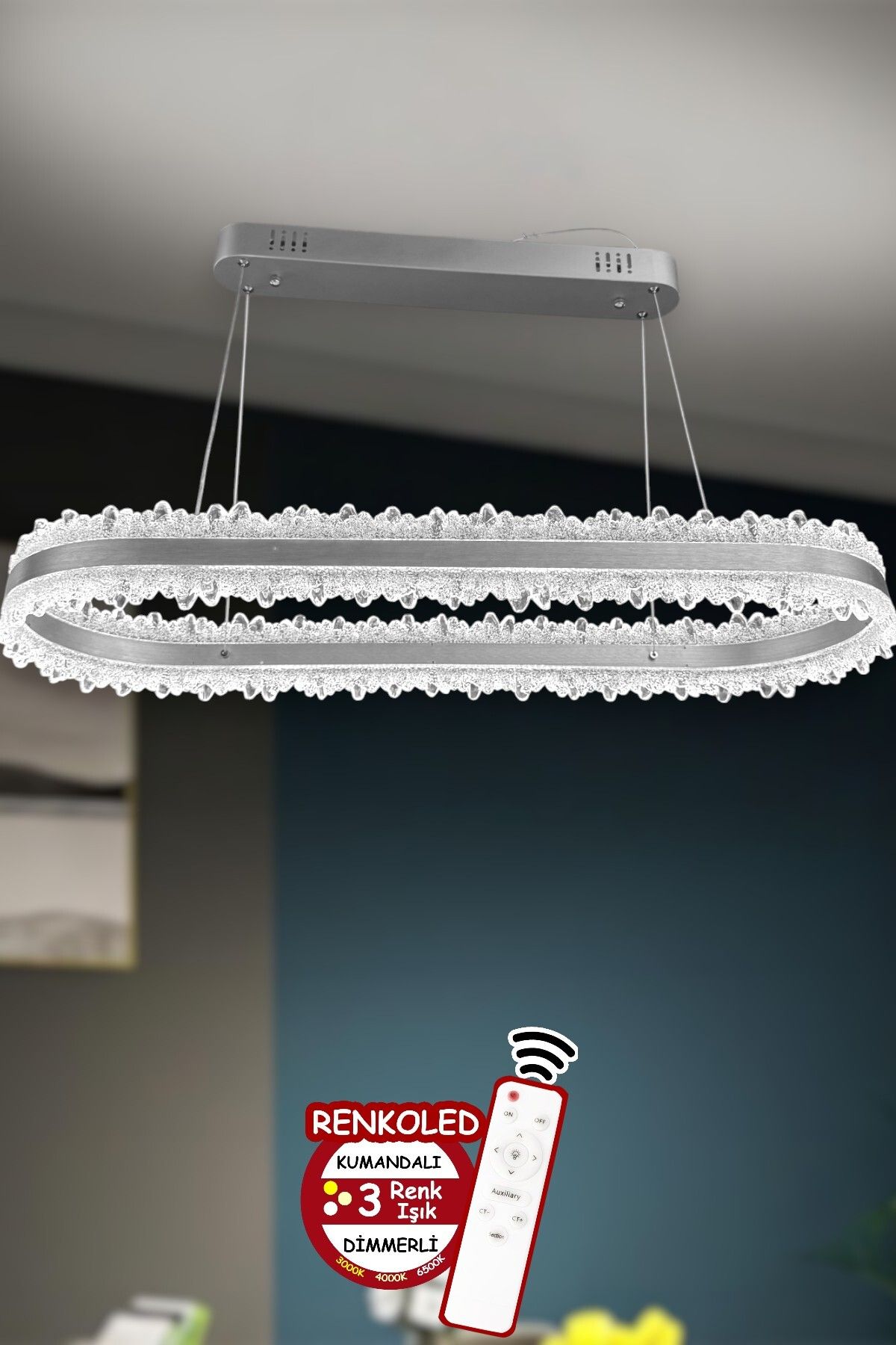 Renkoled Aydınlatma 3 Renk ışıklı kumandalı Modern Sarkıt Led Avize ledli avize Salon ,oda ,mutfak ,hol yemek masası