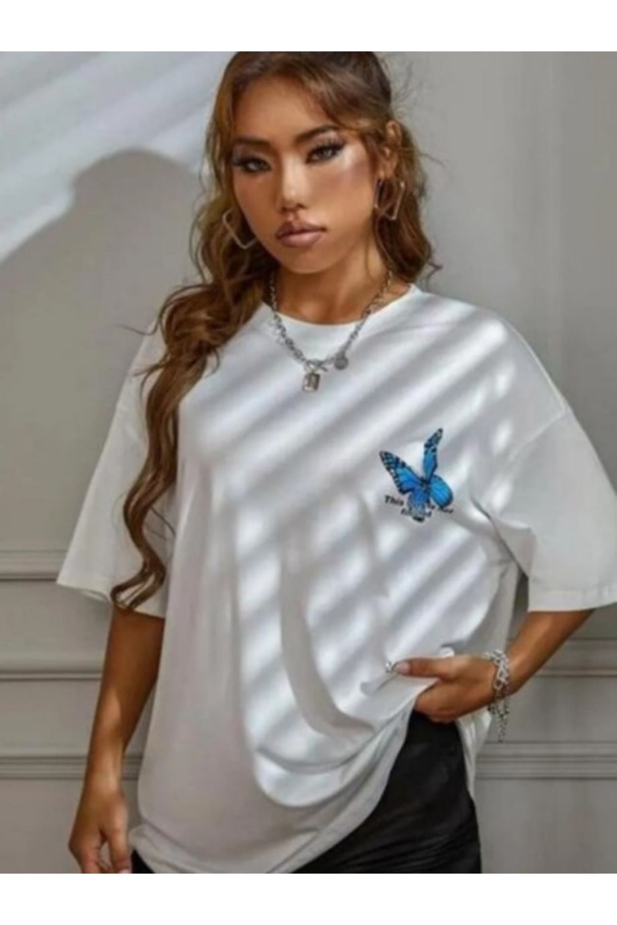 Fox Life Kids Kelebek Baskılı Beyaz Bisiklet Yaka Yazlık Kısa Kollu Unisex T-shirt