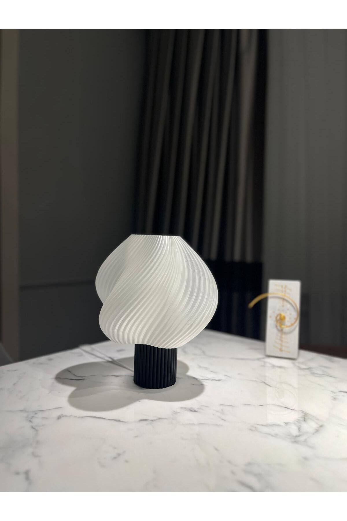 teknotrust Creme Limited Edition Modern Dekoratif Abajur Masa Lambası 30 cm