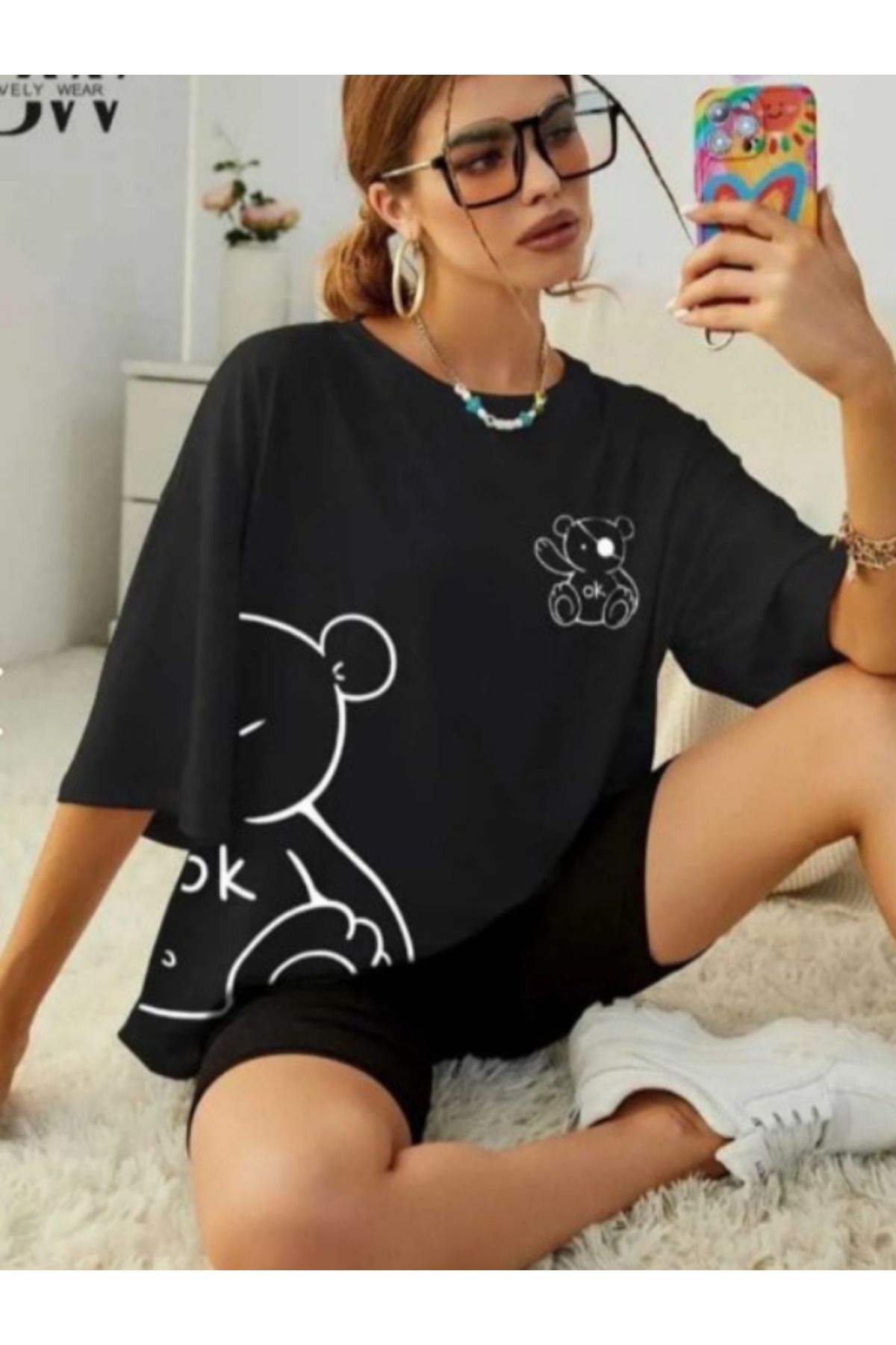Fox Life Kids Korsan Ayı Baskılı Oversize Unisex Basic T-shirt