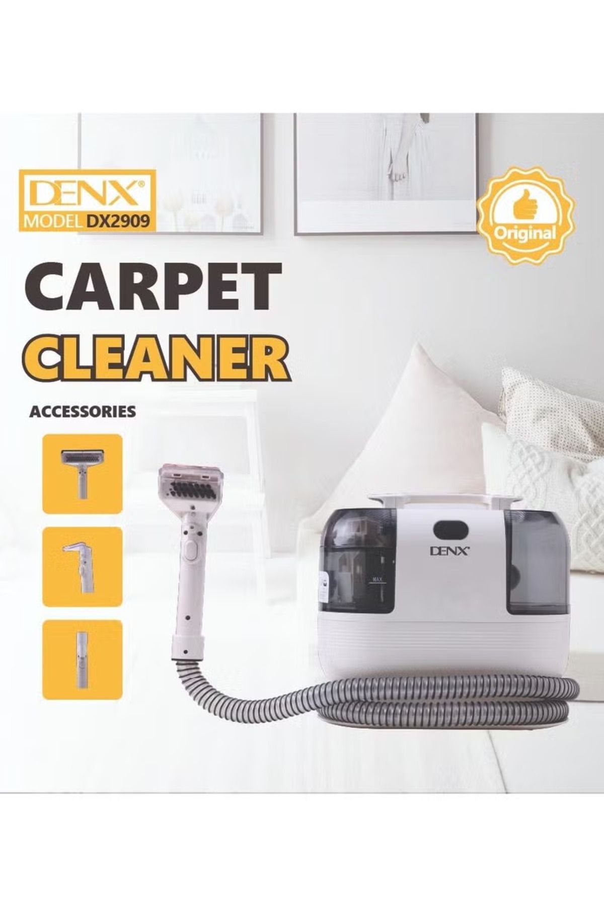 Denx-مكنسة تنظيف سجاد محمولة متعددة الاغراض، منظف البقع سريع التسخين لمدة 15 ثانية 3