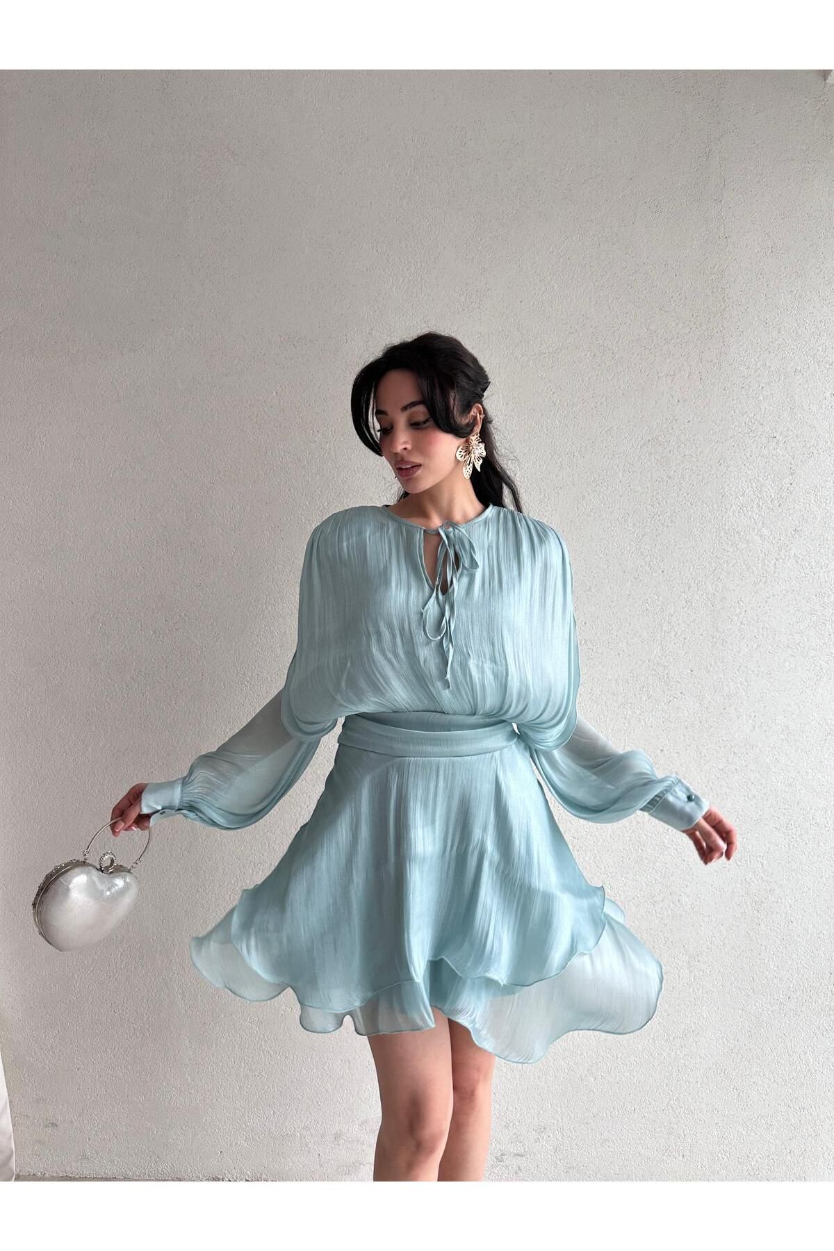 Mooi Butik REOSA Mini Elbise 5463 - Yeşil