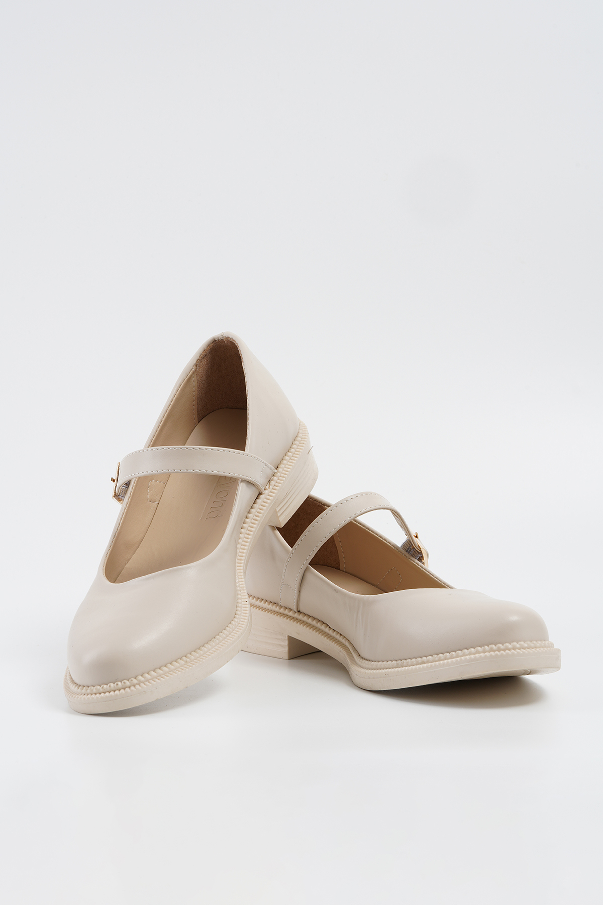 Beyond Kadın Bej Deri Bantlı Loafer Babet Ayakkabı 2,5cm BYNDLFRK11 görsel 6