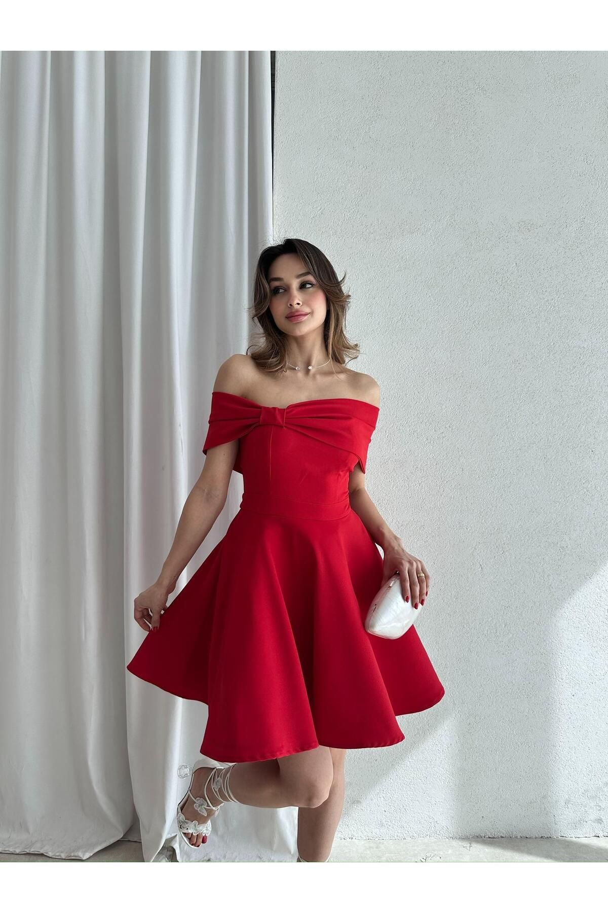 Mooi Butik MORENO Mini Elbise 5032 - Kırmızı