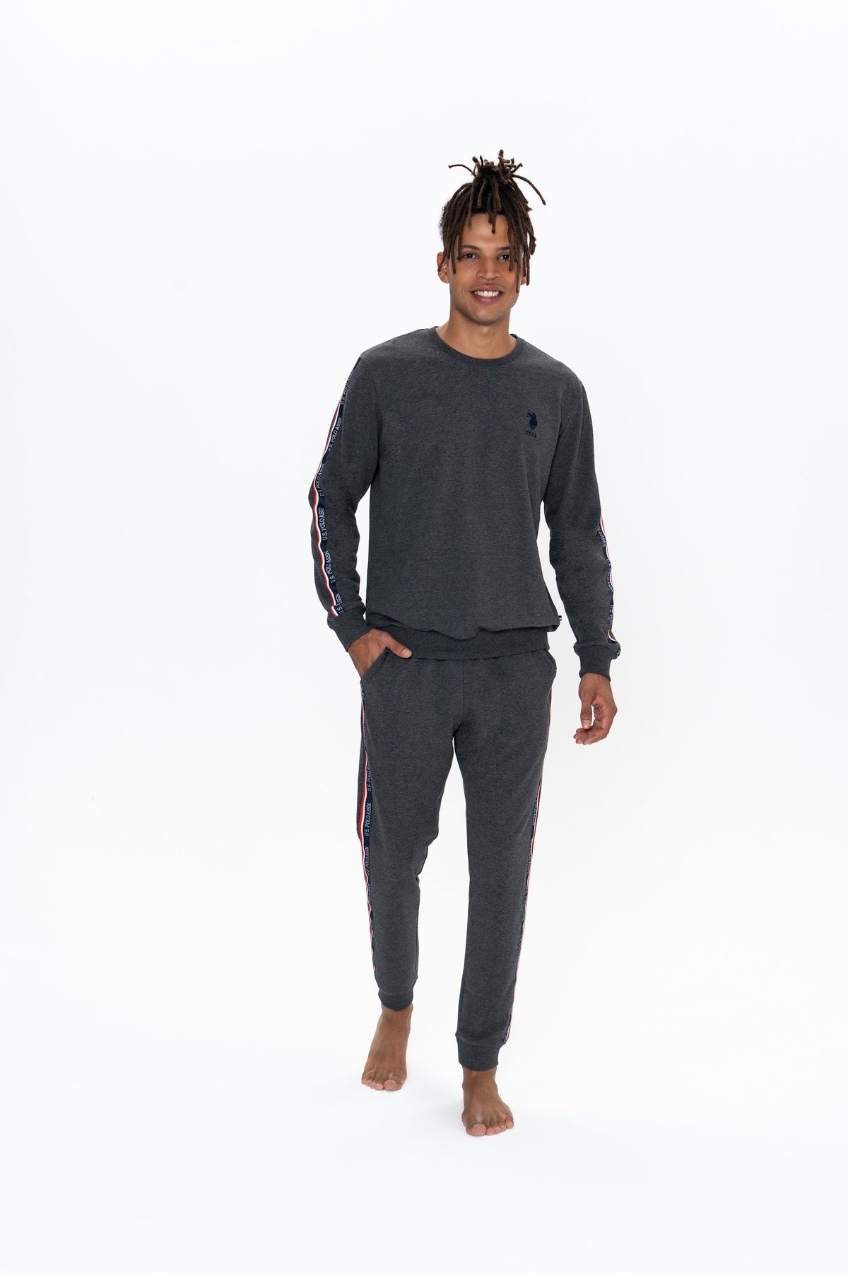 U.S. Polo Assn. U.S. Polo Assn. Erkek Şerit Detaylı Kutulu Çeyizlik Pijama Takımı - ARASS18W92W3W