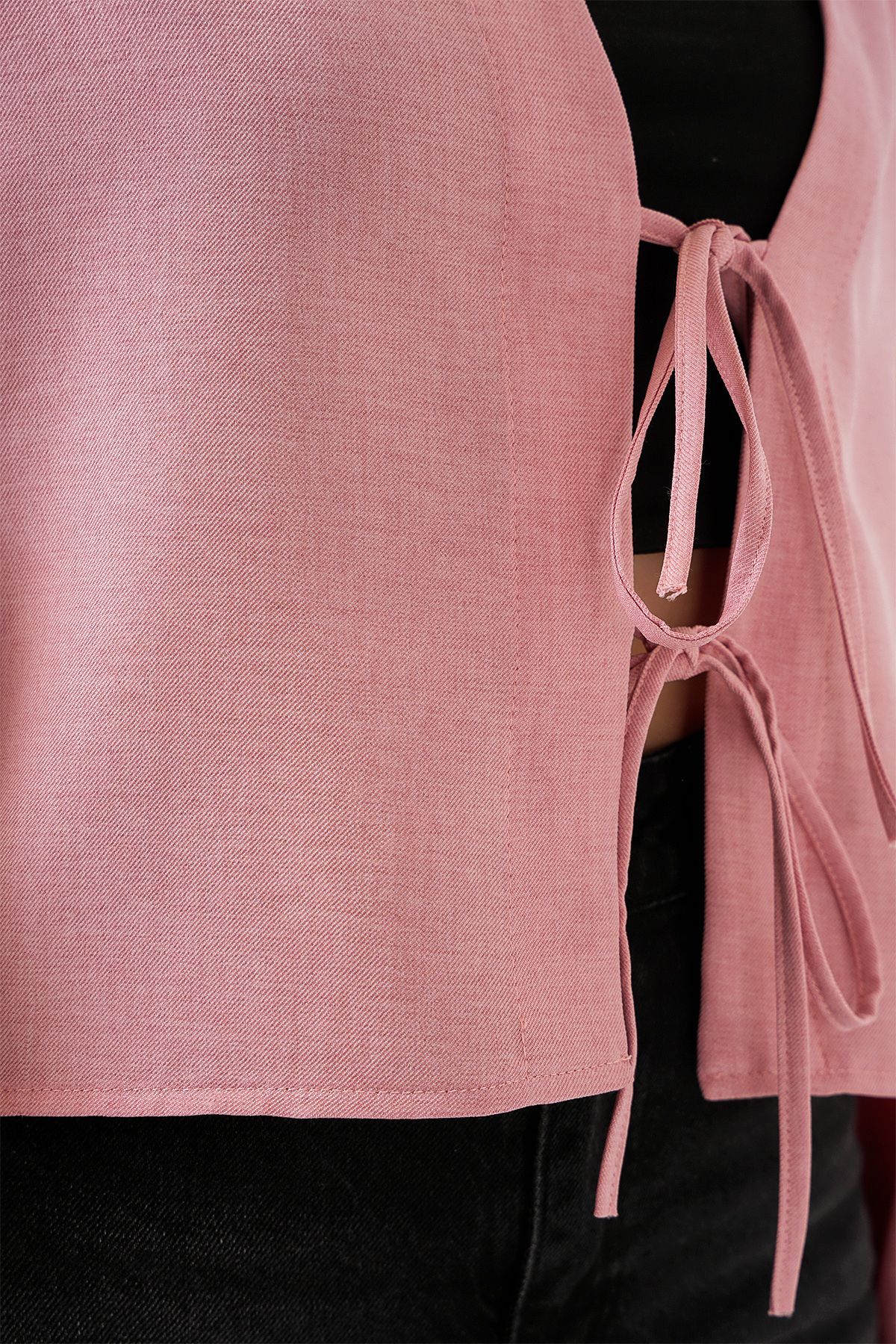 Bigdart-Tied Front Linen Kimono 960 - Powder 5