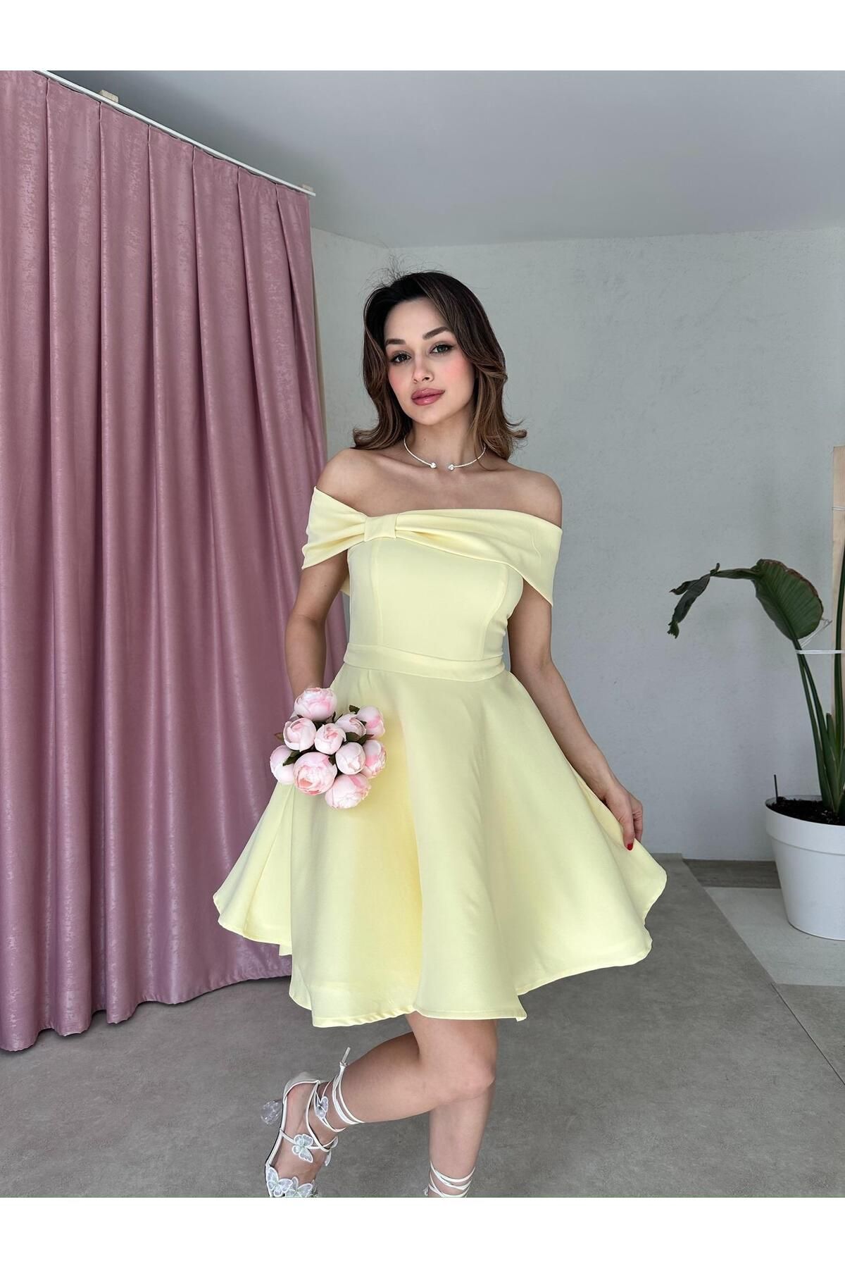 Mooi Butik MORENO Mini Elbise 5032 - Sarı