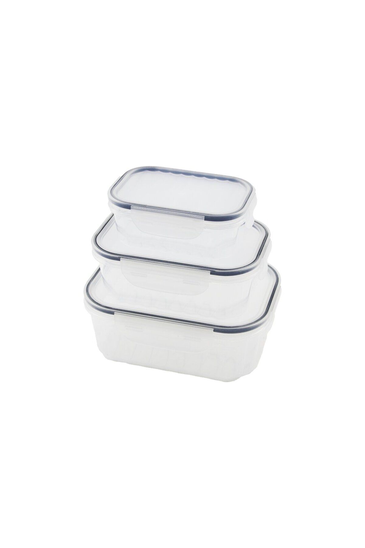 Shop58 3PCS QUİCK SIZDIRMAZ SAKLAMA KABI SETİ ŞEFFAF KAP - BUĞULU-CONTALI KAPAK 500-1000-1700ML (4172)