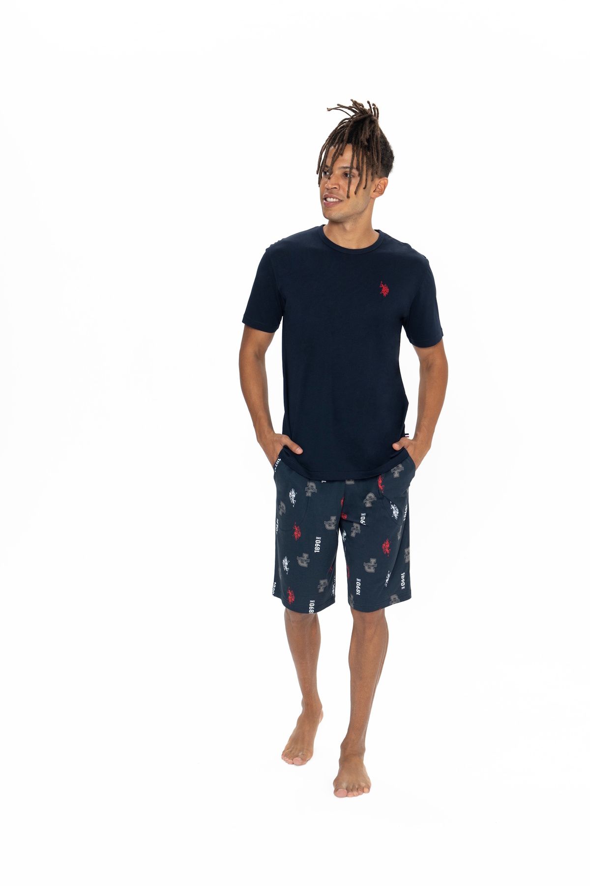 U.S. Polo Assn. U.S. Polo Assn. Erkek %100 Pamuk Şortlu Pijama Takımı - ARASS18J86W7J