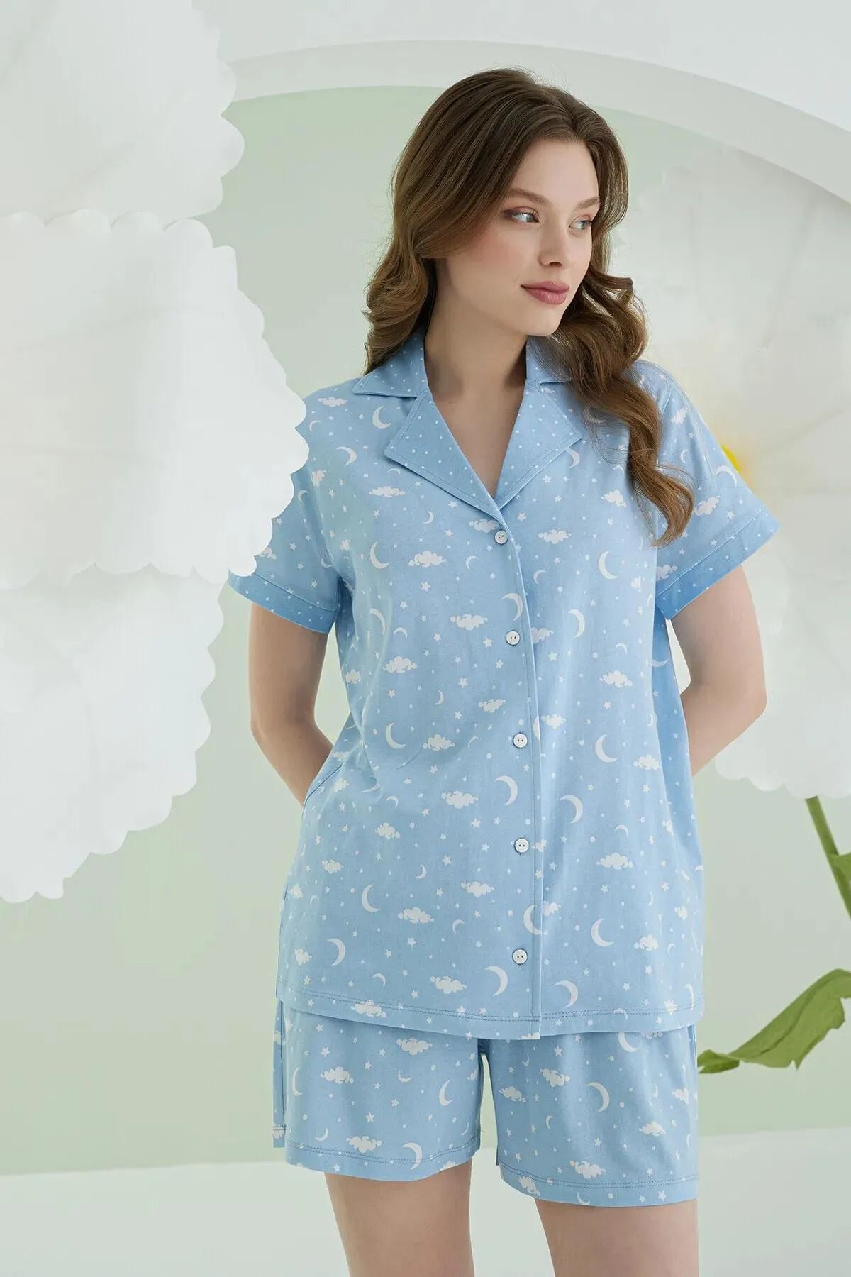 NBB Star Şortlu Önden Düğmeli Pijama Takım
