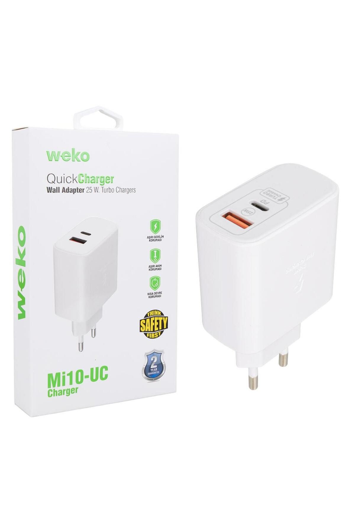 WEKO WK-21446 Mİ10-UC 25 WATT 3.0 AMPER TYPE-C + USB ŞARJ BAŞLIK ADAPTÖRÜ