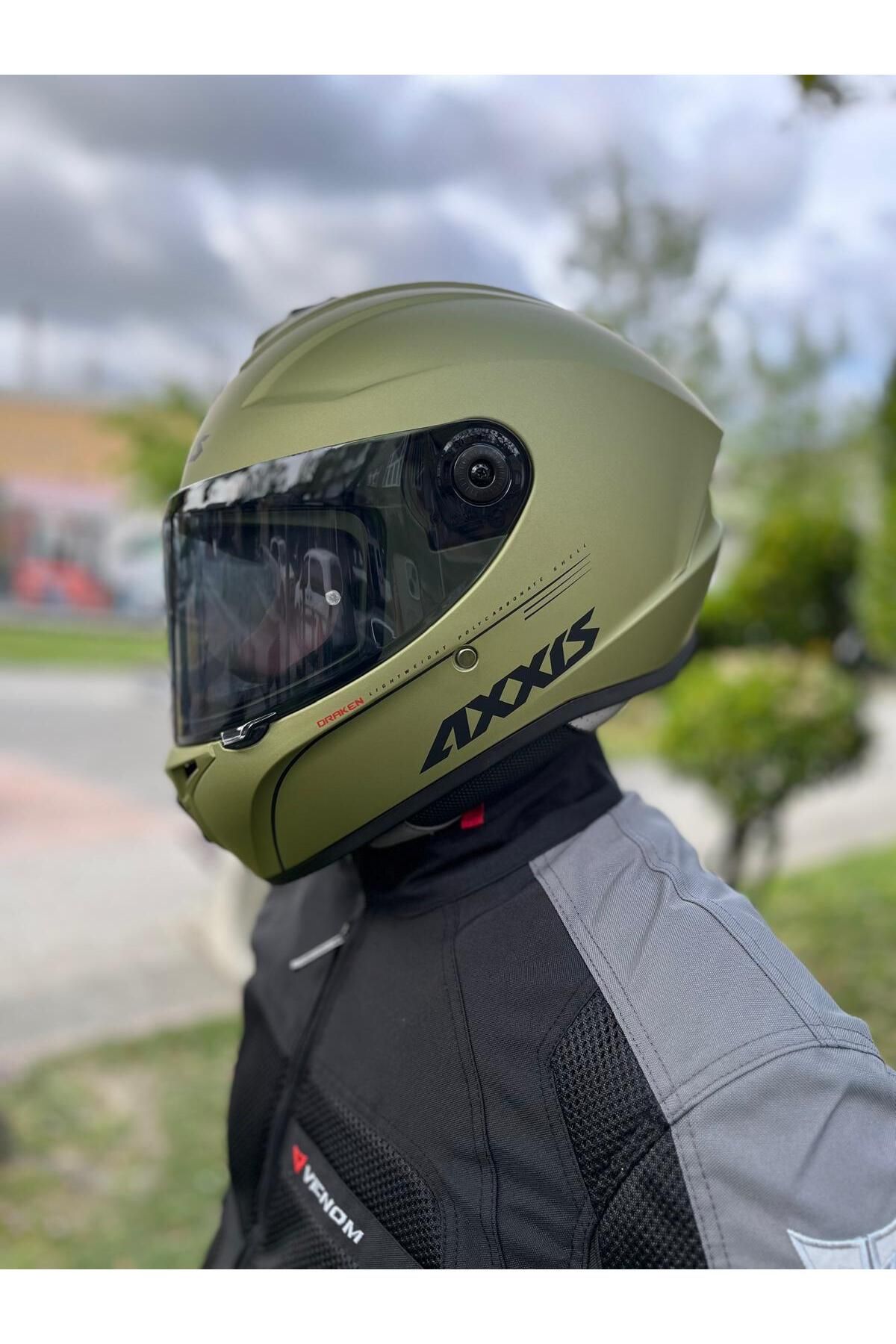 AXXIS DRAKEN S V.2 GREEN 22.06 SİYAH + ŞEFFAF VİZÖR