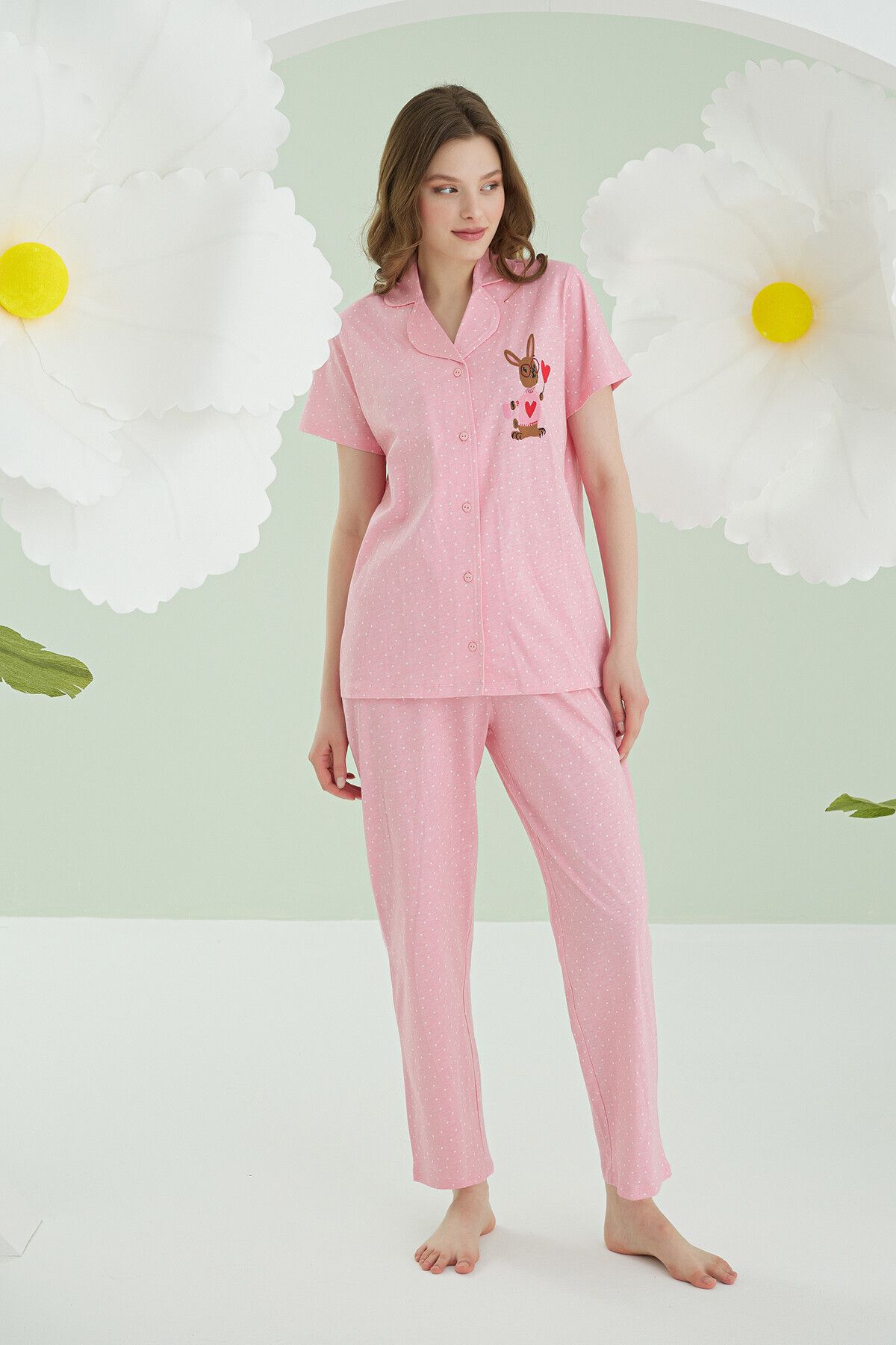NBB Bunny Önden Düğmeli Pijama Takım