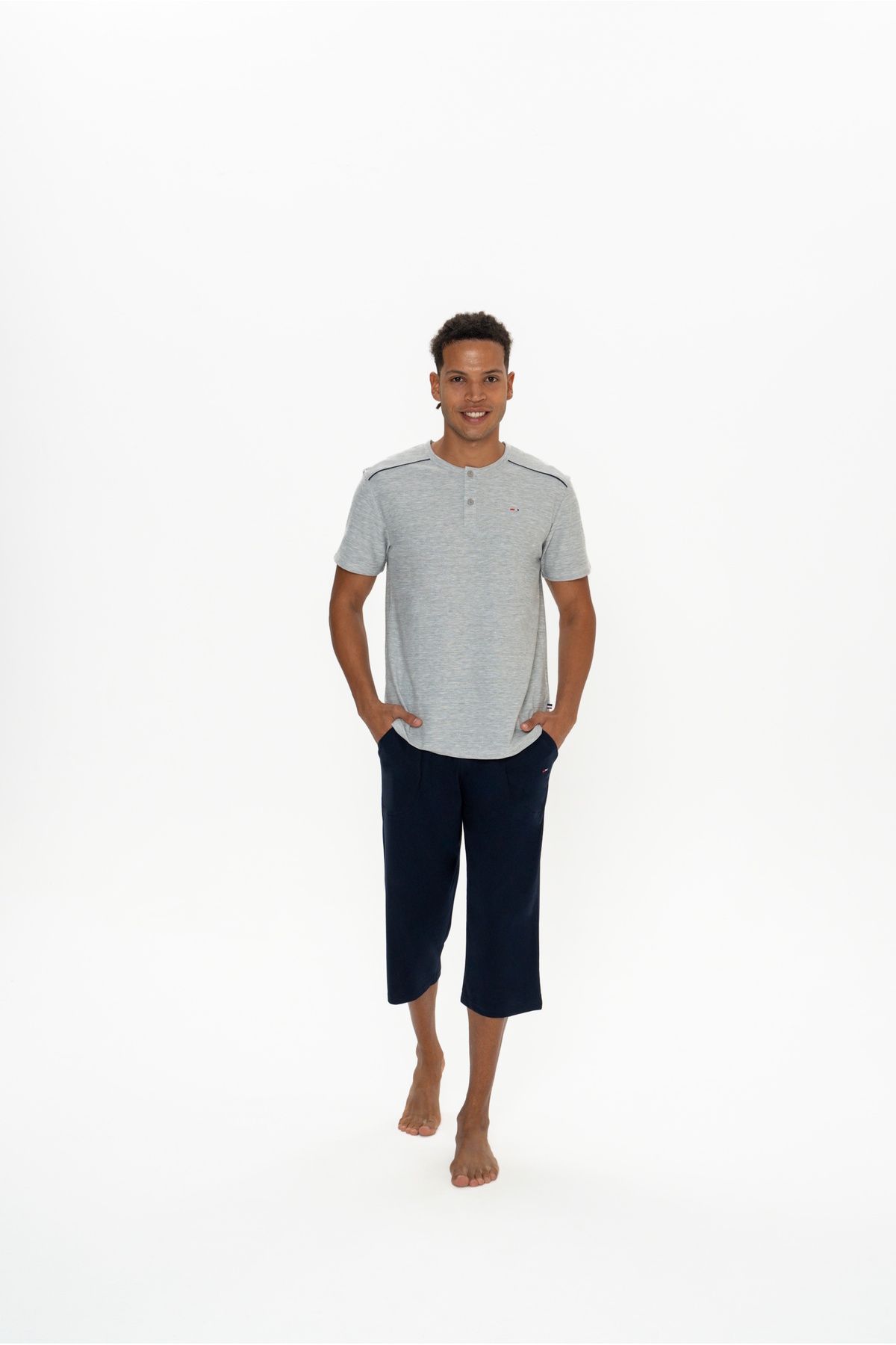 U.S. Polo Assn. U.S. Polo Assn. Erkek Yarım Patlı Gri Pijama Takımı - ARASS18J88W7J