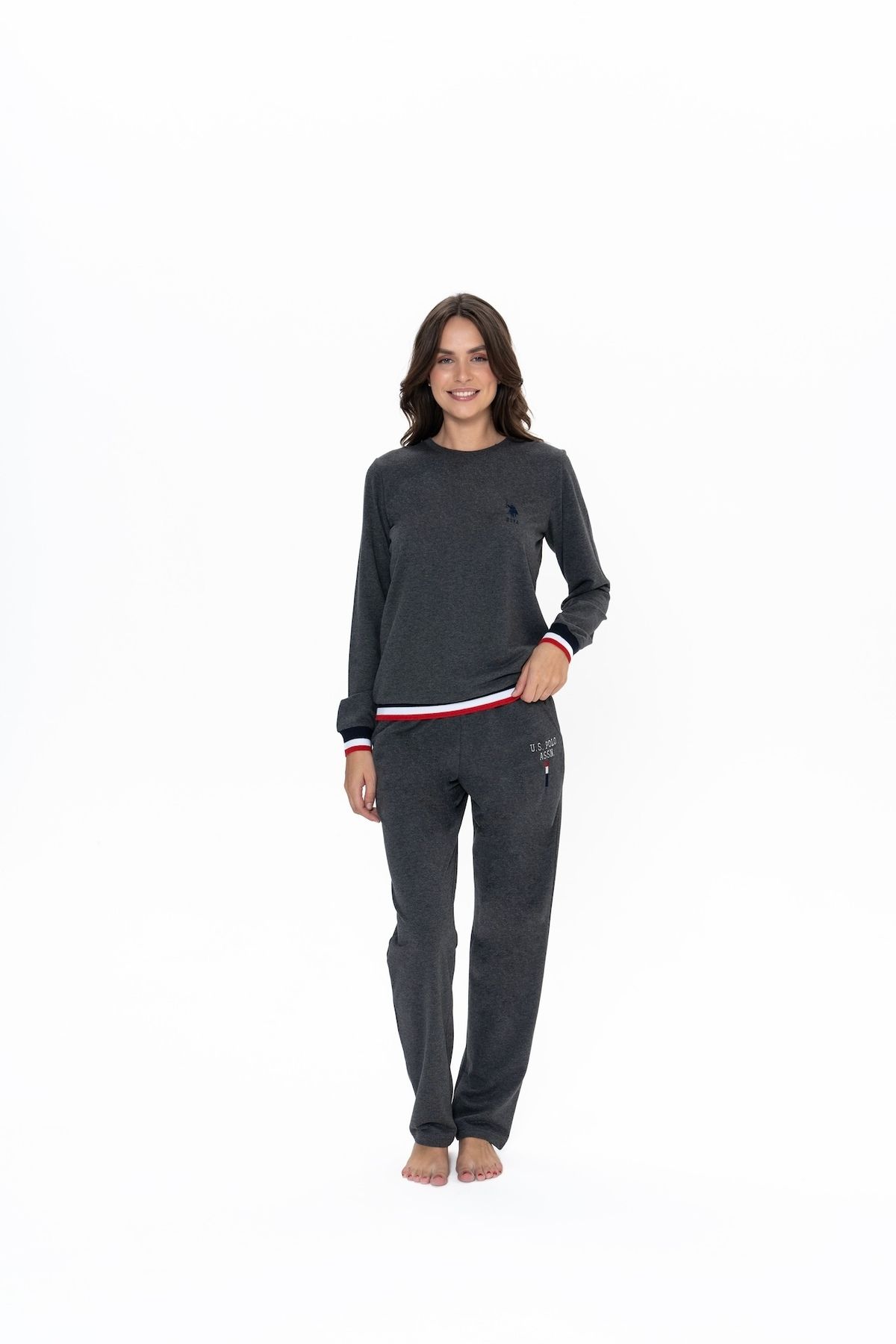 U.S. Polo Assn. U.S. Polo Assn. Kadın Antrasit Mlnj. Renkli Çeyizlik Pijama Takımı - ARASS20W11W0W