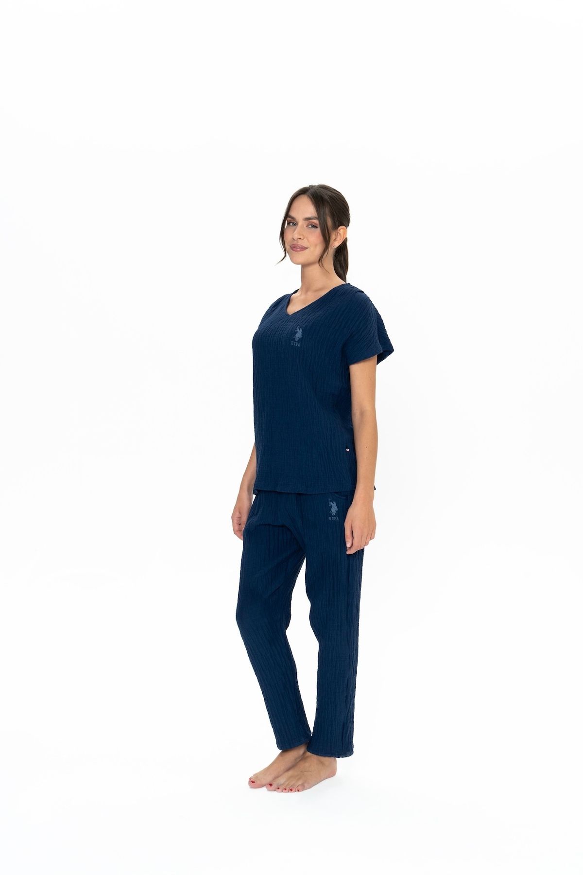 U.S. Polo Assn. U.S. Polo Assn. Kadın Lacivert Salaş Pijama Takımı - ARASS20W01W5W