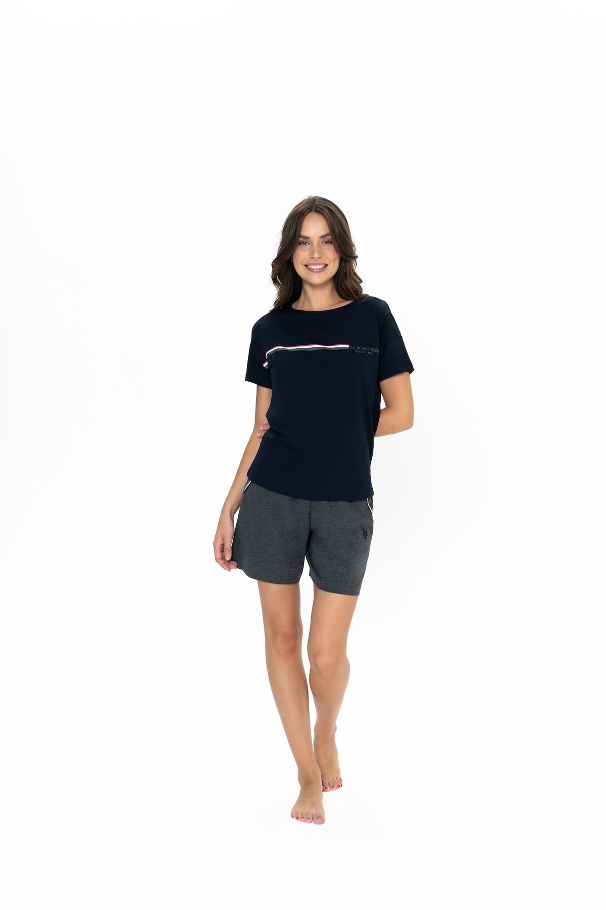 U.S. Polo Assn. U.S. Polo Assn. Kadın Lacivert Rahat Şort-T-Shirt Pijama Takımı - ARASS20W00W1W