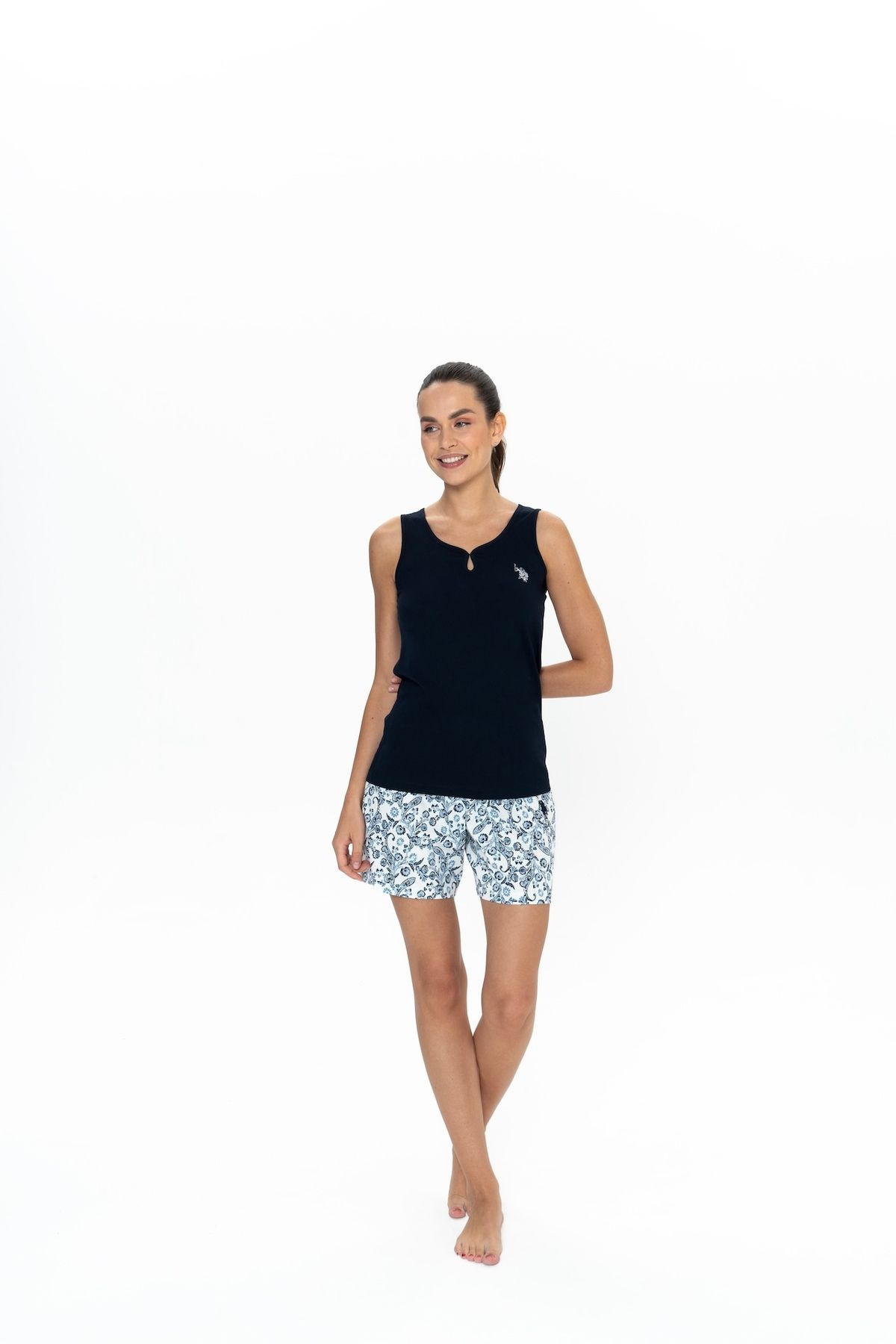 U.S. Polo Assn. U.S. Polo Assn. Kadın Lacivert %100 Pamuk Şort-Atlet Pijama Takımı - ARASS20J05W5J