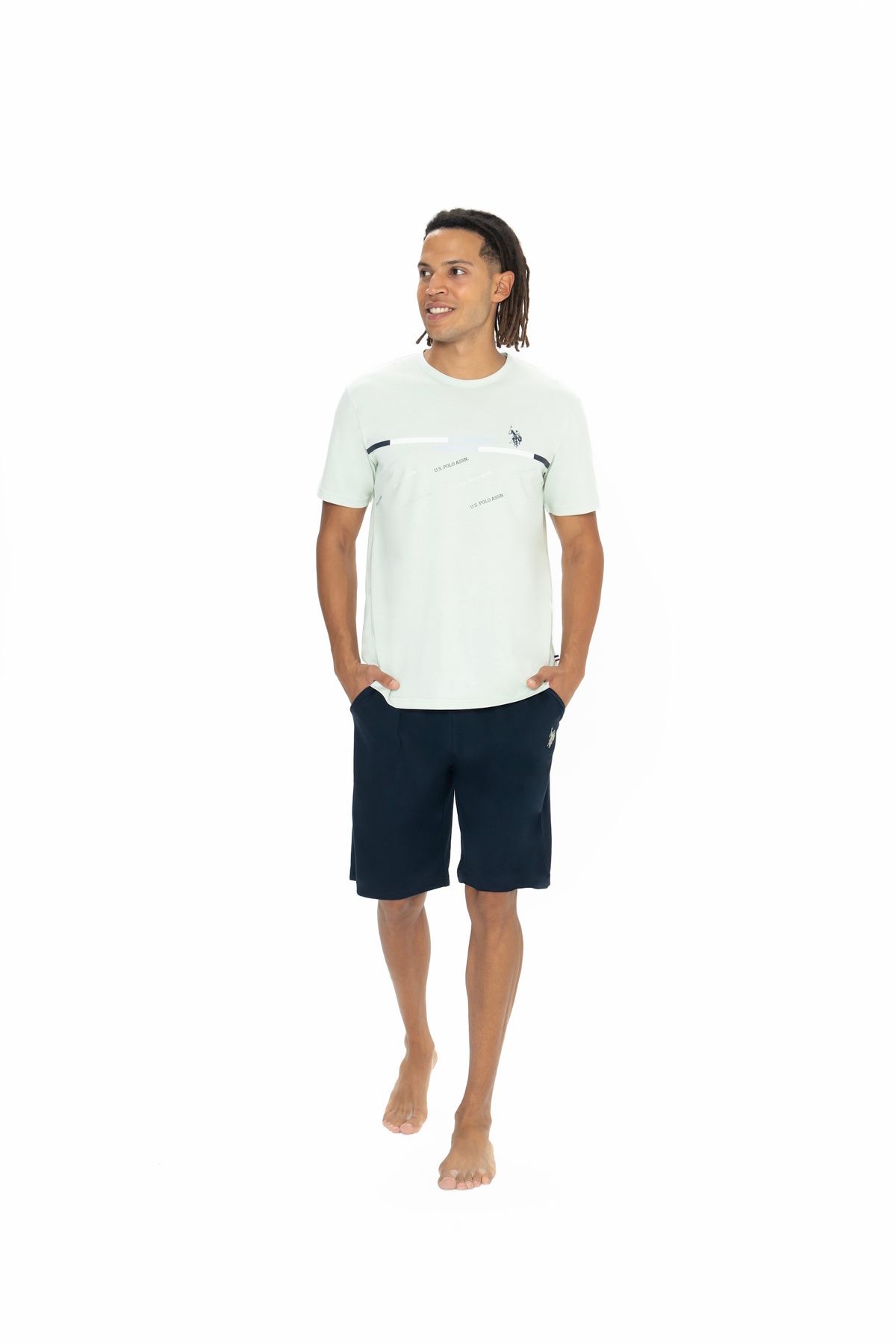 U.S. Polo Assn. U.S. Polo Assn. Erkek %100 Pamuk Şortlu Pijama Takımı - ARASS18W88W2W