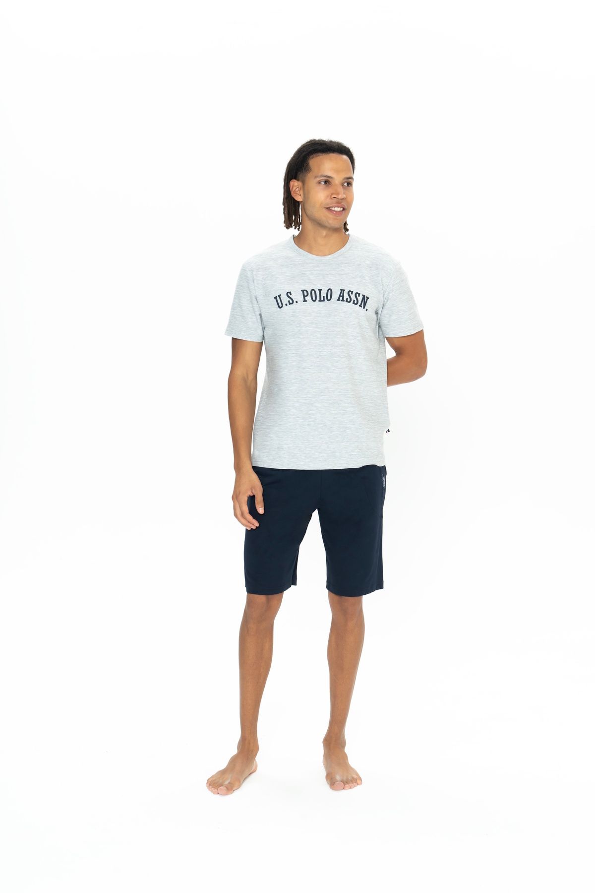 U.S. Polo Assn. U.S. Polo Assn. Erkek Gri Pamuklu Cepli Pijama Takımı - ARASS18W88W6W