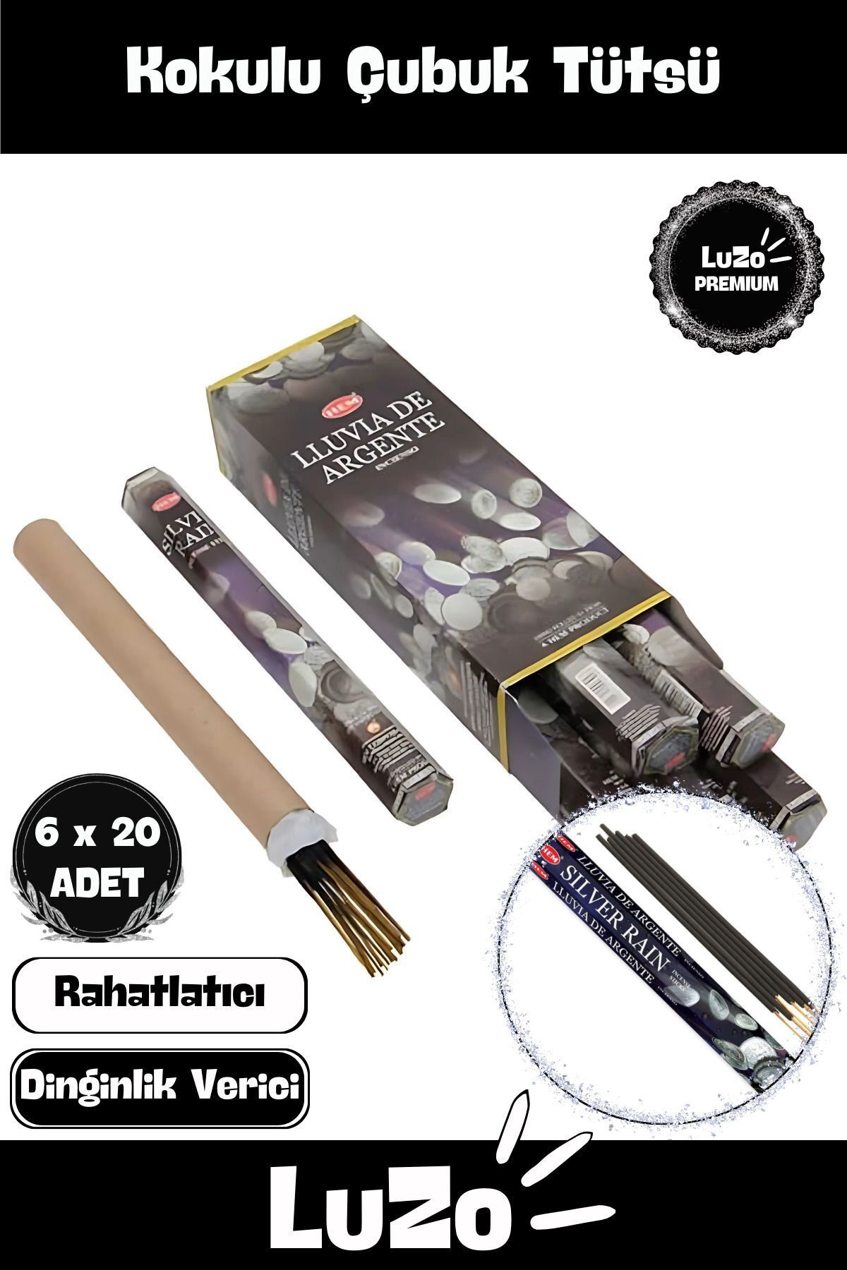 LuZo Premium Seri Enerji Dinginlik Huzur Veren Çakra Meditasyon Kokulu Rahatlatan Çubuk Tütsü 6 x 20 Ade