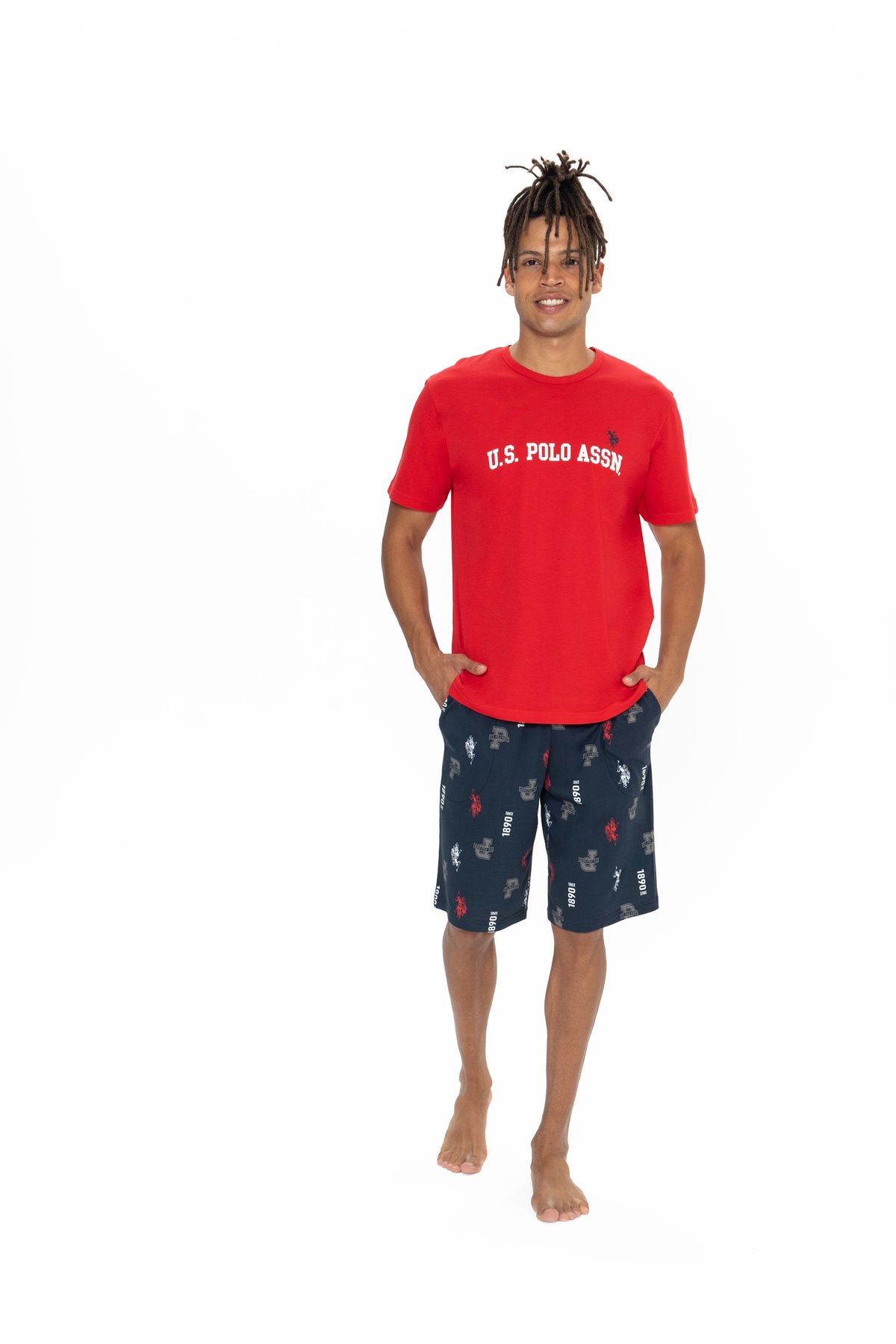 U.S. Polo Assn. U.S. Polo Assn. Erkek Kırmızı %100 Pamuk Pijama Takımı - ARASS18W86W6W