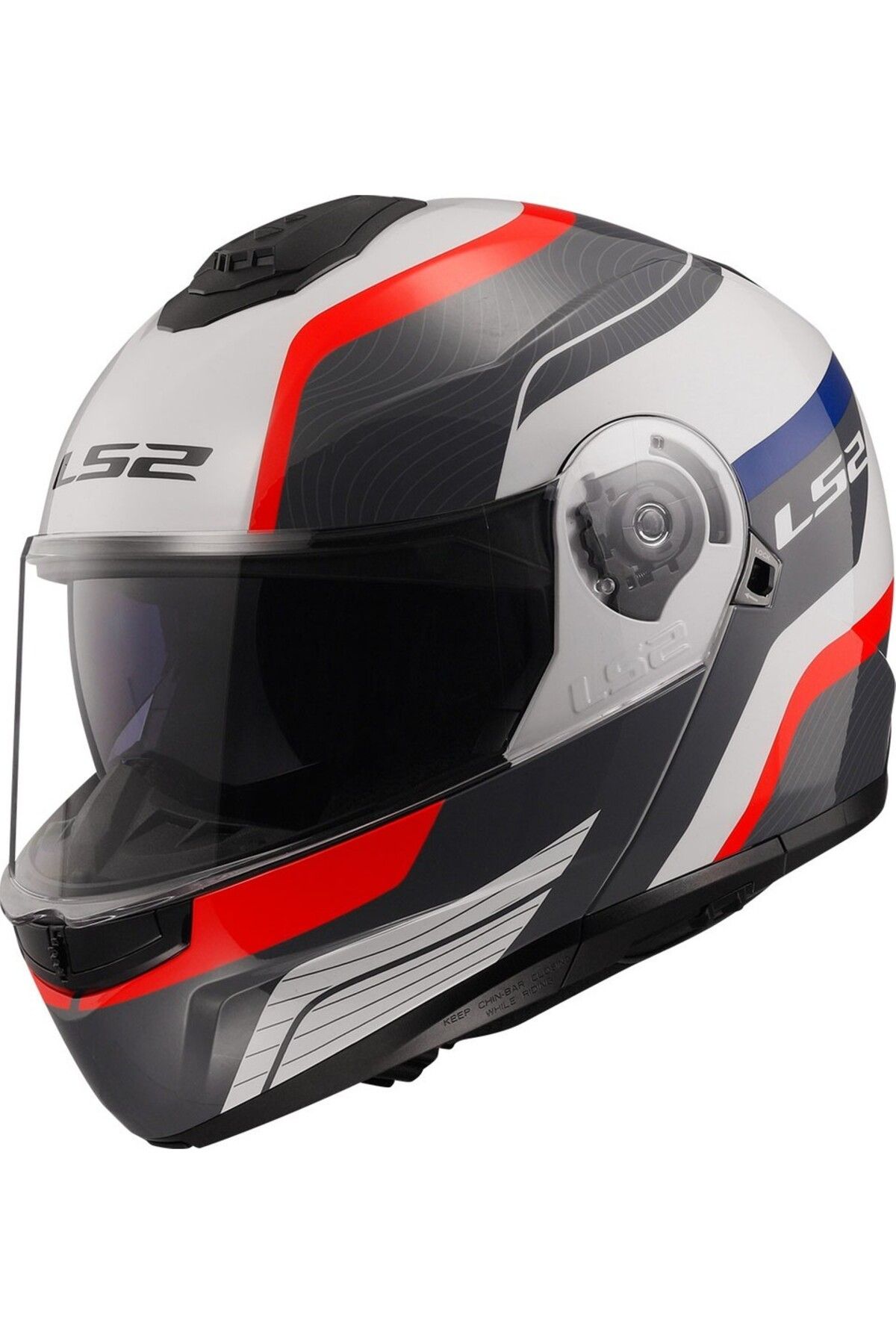 LS2 STROBE 2 MONZA SİYAH-BEYAZ-KIRMIZI ÇENE AÇILIR KASK