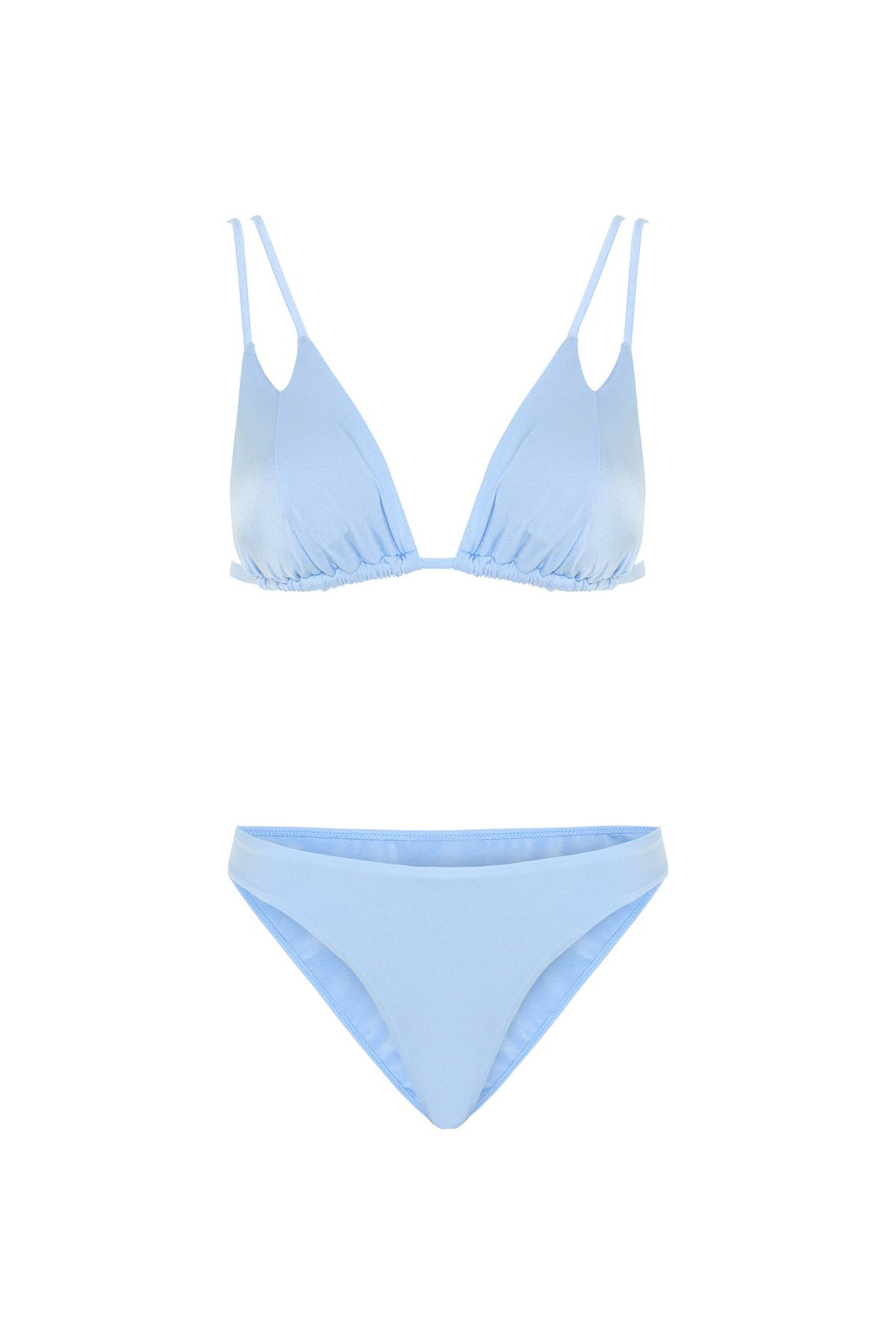 TIME MUSE Mavi Parlak Yüzeyli LENORE Bralet Üçgen Bikini Takım