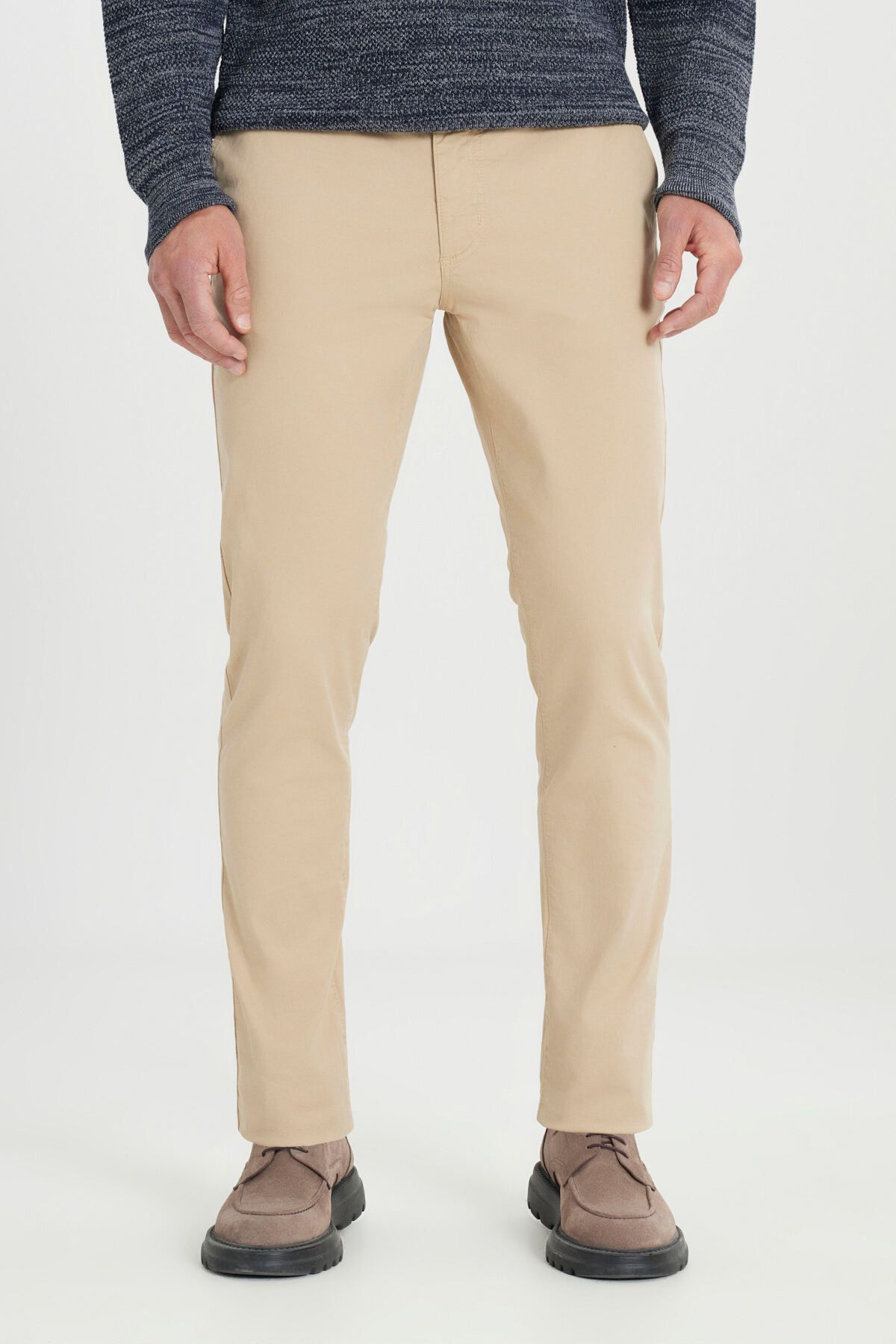 ALTINYILDIZ CLASSICS Erkek Bej Pamuklu Slim Fit Dar Kesim Yan Cepli Esnek Pantolon