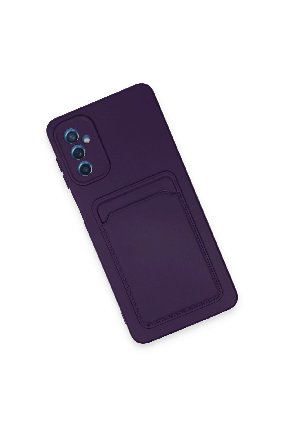 NewFace Samsung Galaxy A14 4G Kılıf Kelvin Kartvizitli Silikon - Derin Mor SVLRS