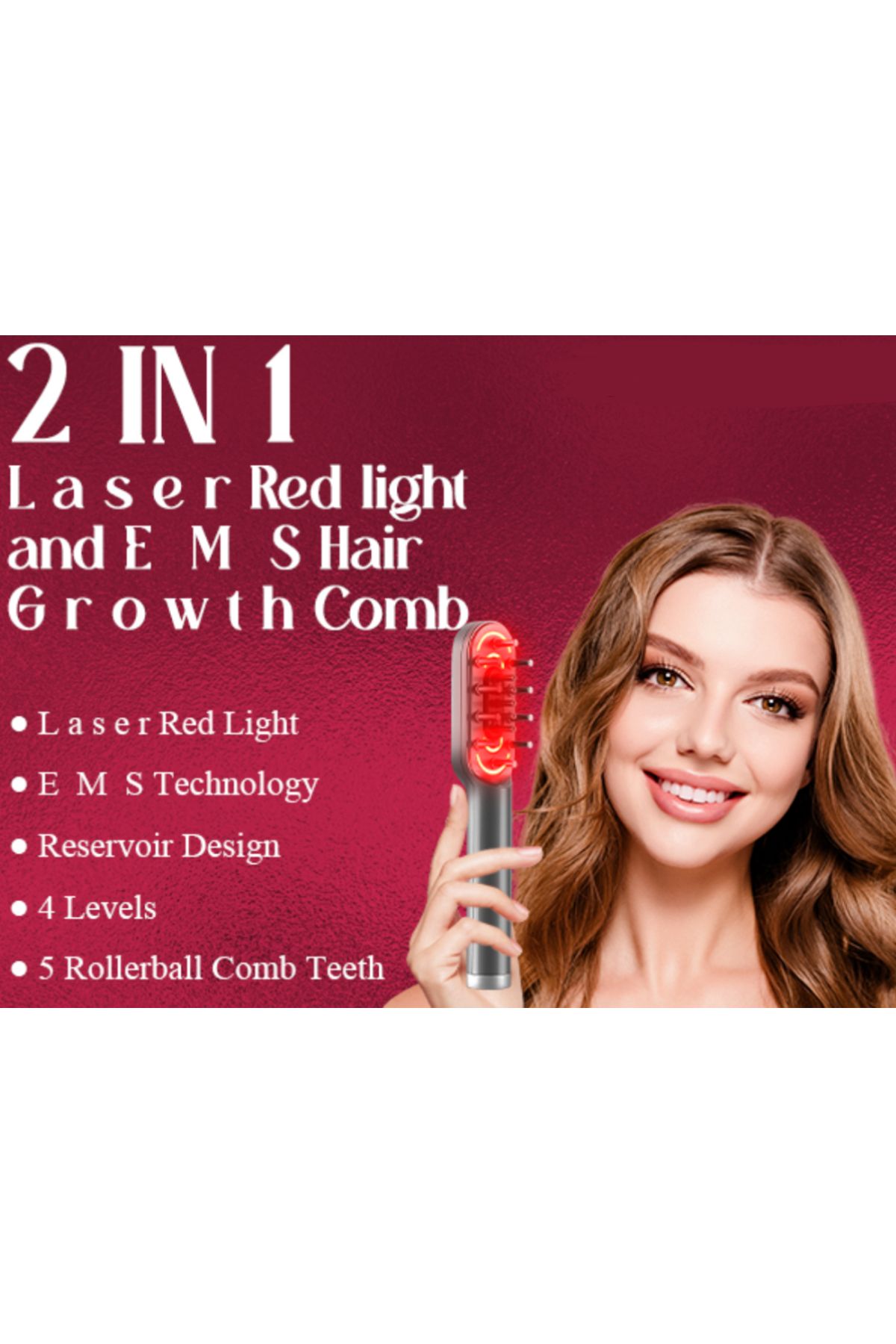 Bloomberry Kızılötesi Saç Tarağı – Serum Aplikatörlü, Saç Güçlendirme ve Kırmızı Işık Terapisi