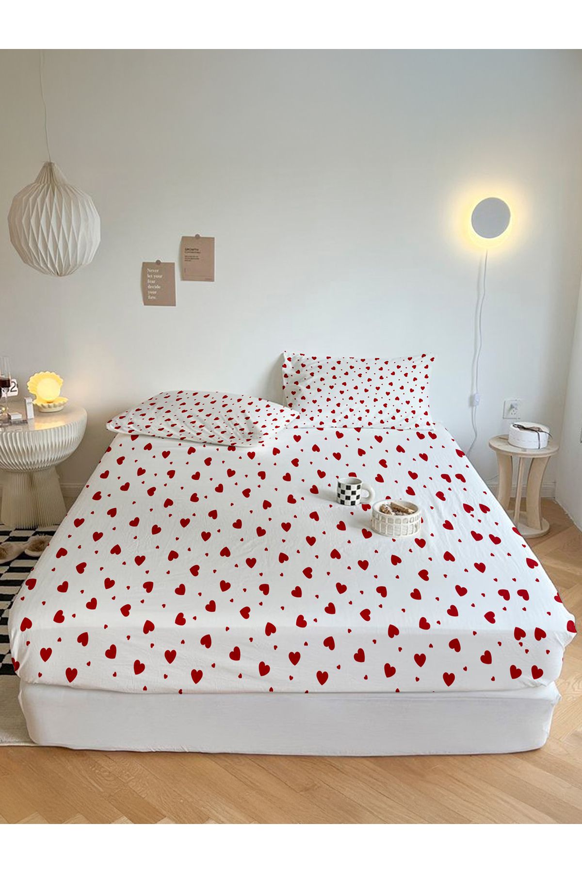 femmhome Basic Ranforce Çarşaf Takımı Tek/Çift/Battal (90/100/120/160/180) FEMMRedHearts