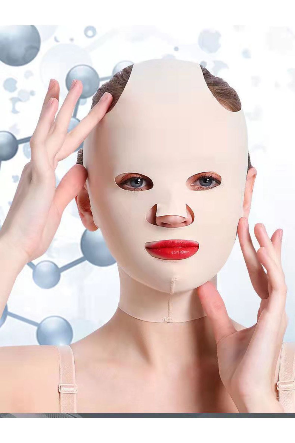 Tinybabyconcept 3D Yüz Germe Maskesi Yüz Korsesi V Hattı Şekillendirici Gıdı ve Yanak Toparlayıcı Kırışık Önleyici